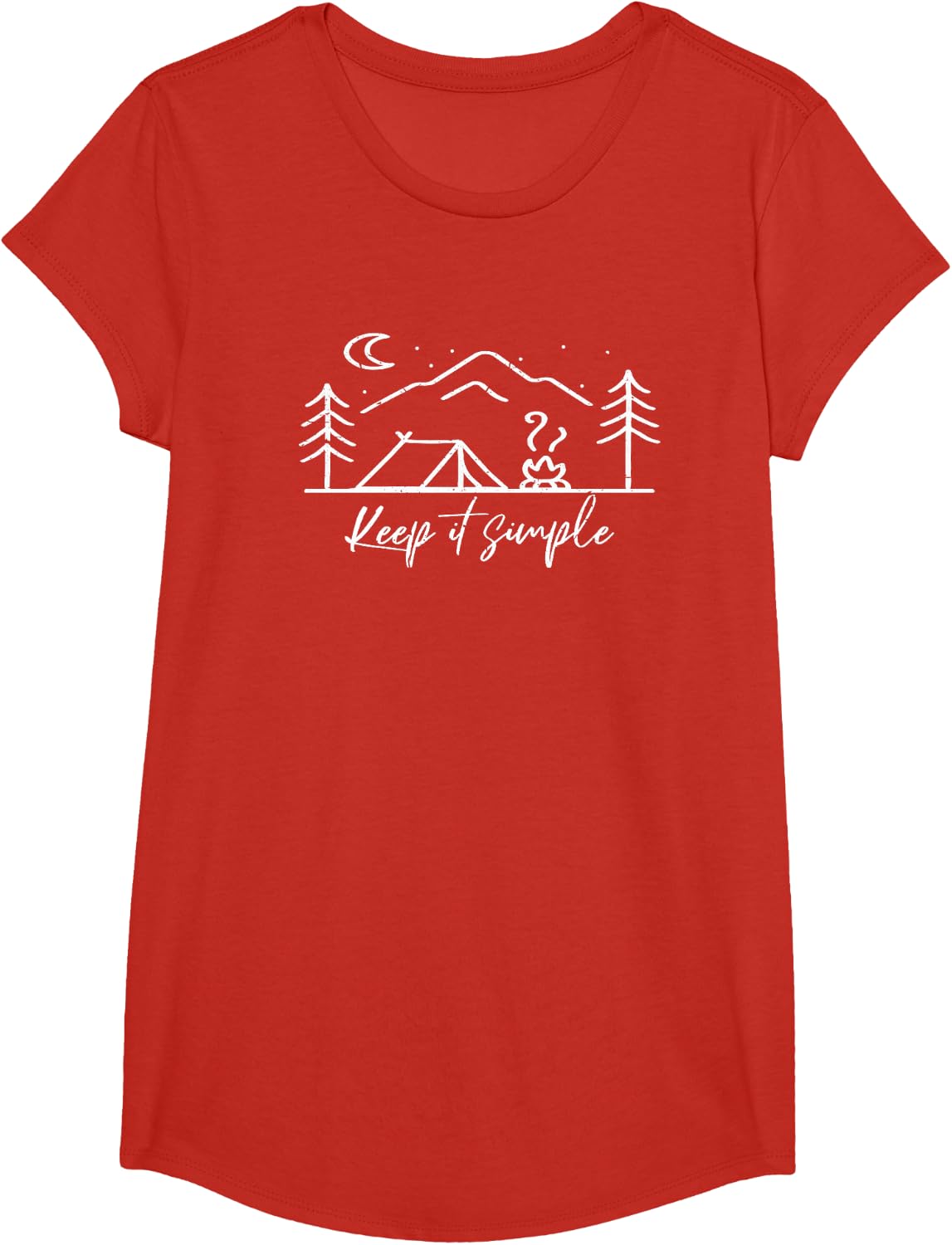 Camping Minimalist Keep It Simple Outdoor Gift T-Shirt - Girls Red