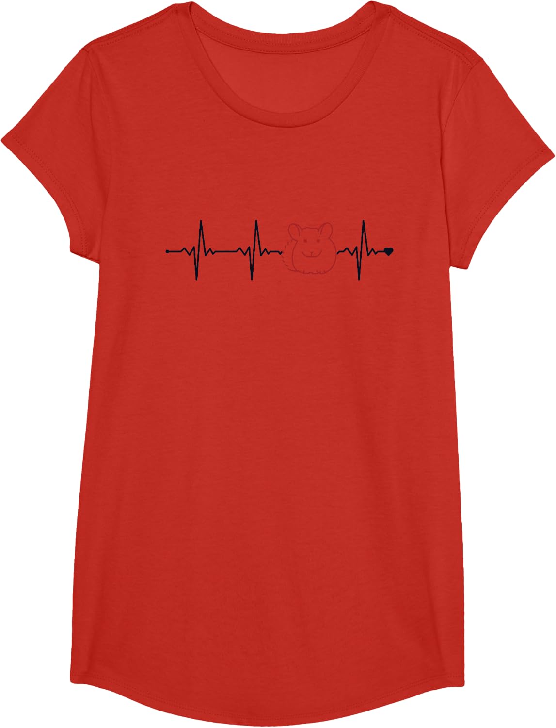 Chinchilla Heartbeat Short-Tailed Long-Tailed Chinchilla T-Shirt - Girls Red