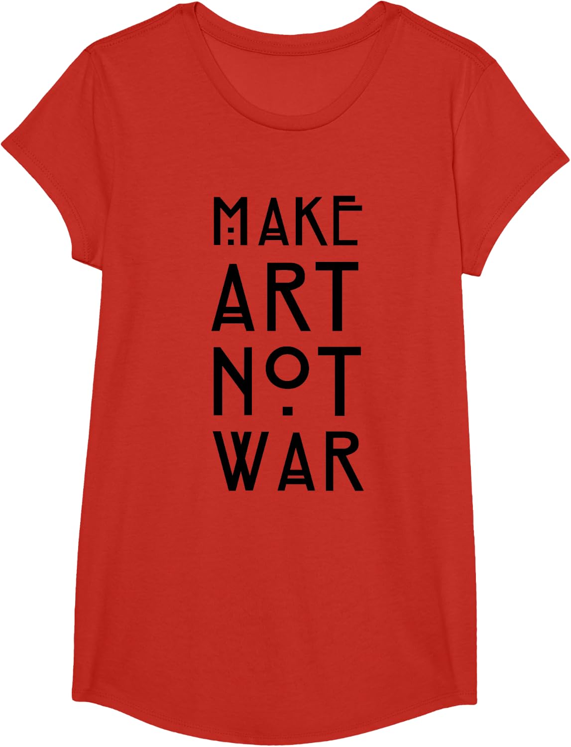 Make Art Not War Shirt - Art Deco and Nouveau Tee T-Shirt - Girls Red