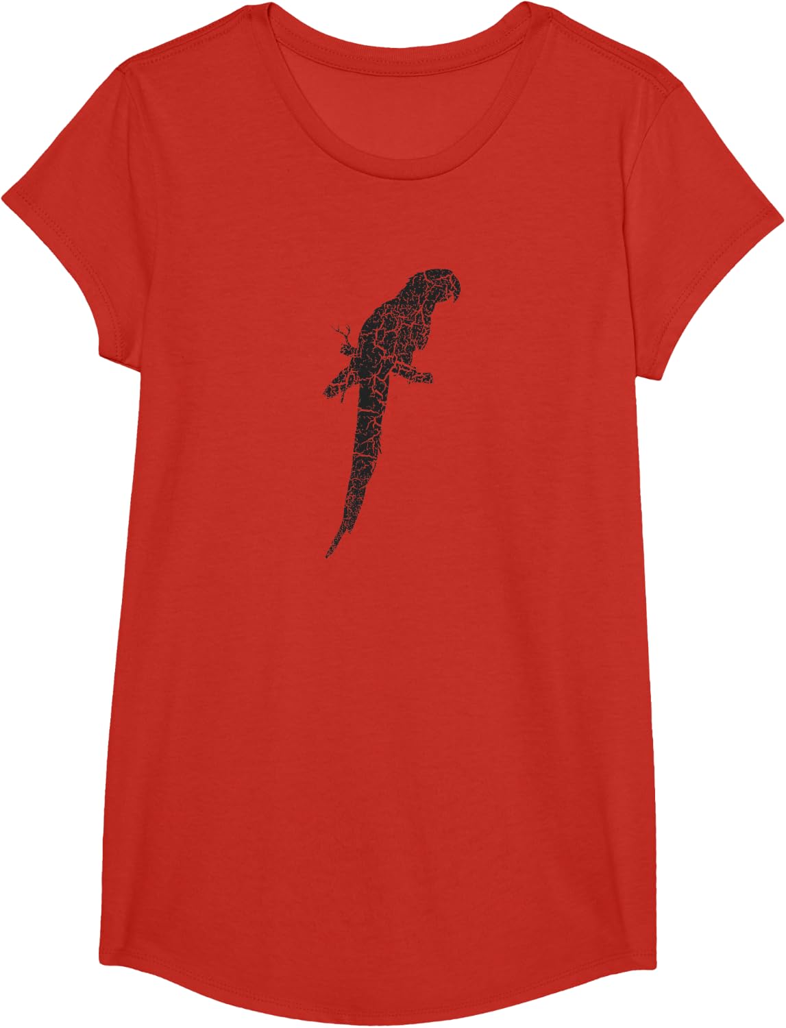 Parrot Distressed Print - Vintage Parrot T-Shirt - Girls Red