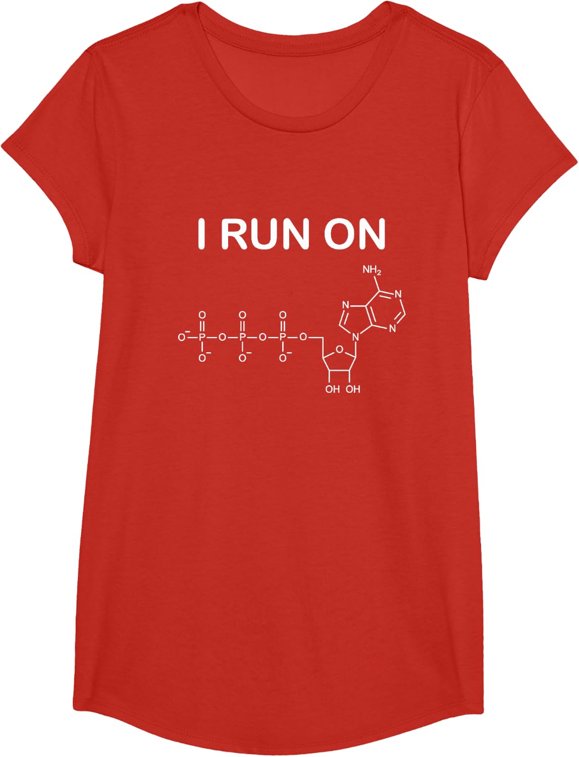 I Run On ATP for Biology & Science Teacher T-Shirt - Girls Red