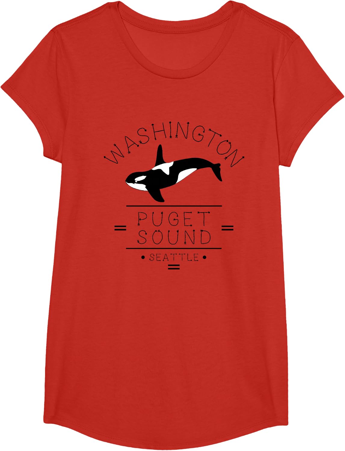 Washington Puget Sound Seattle - Killer Whale Orca T-Shirt T-Shirt - Girls Red