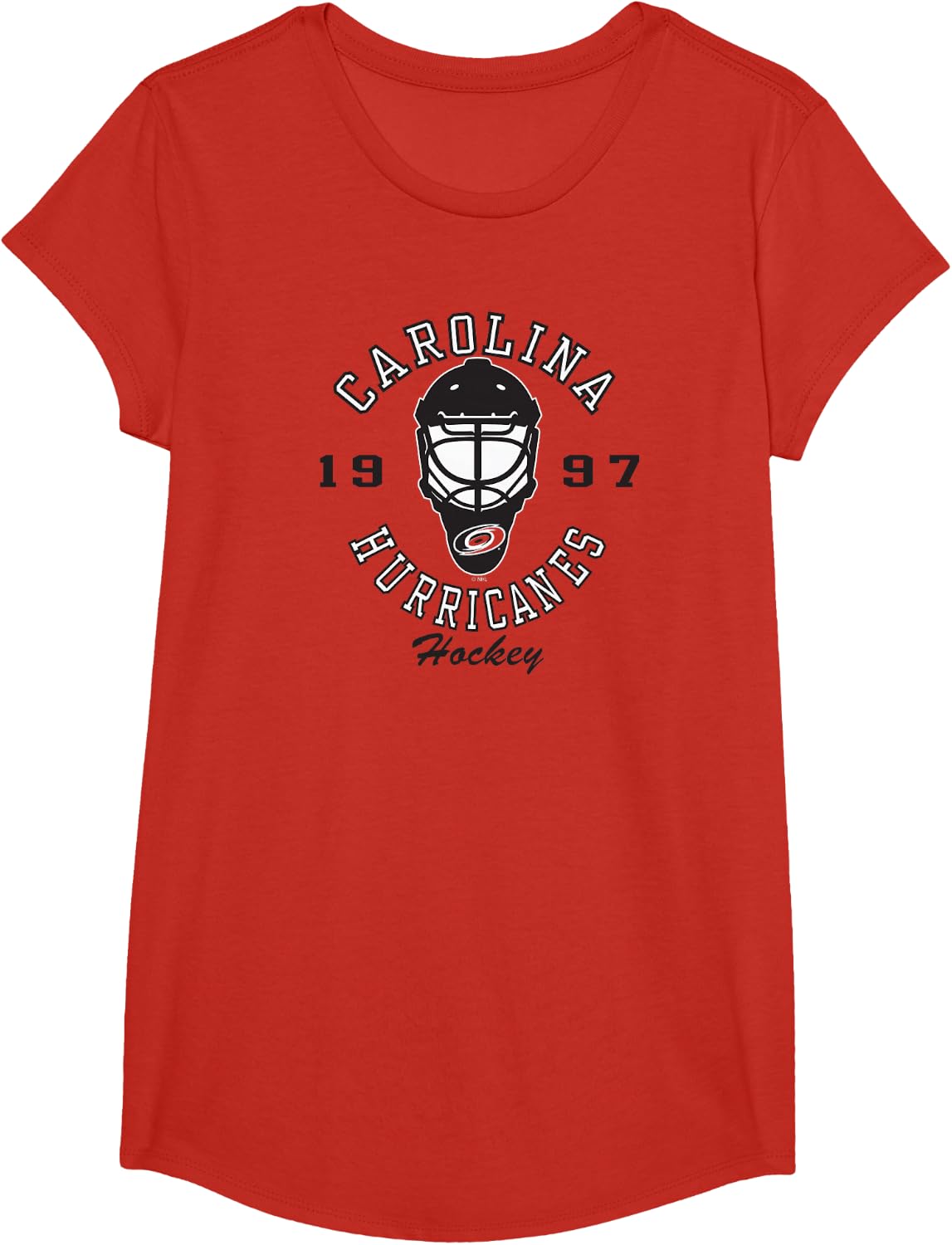 Carolina Hurricanes Hockey Mask Red Officially Licensed T-Shirt - Girls Red