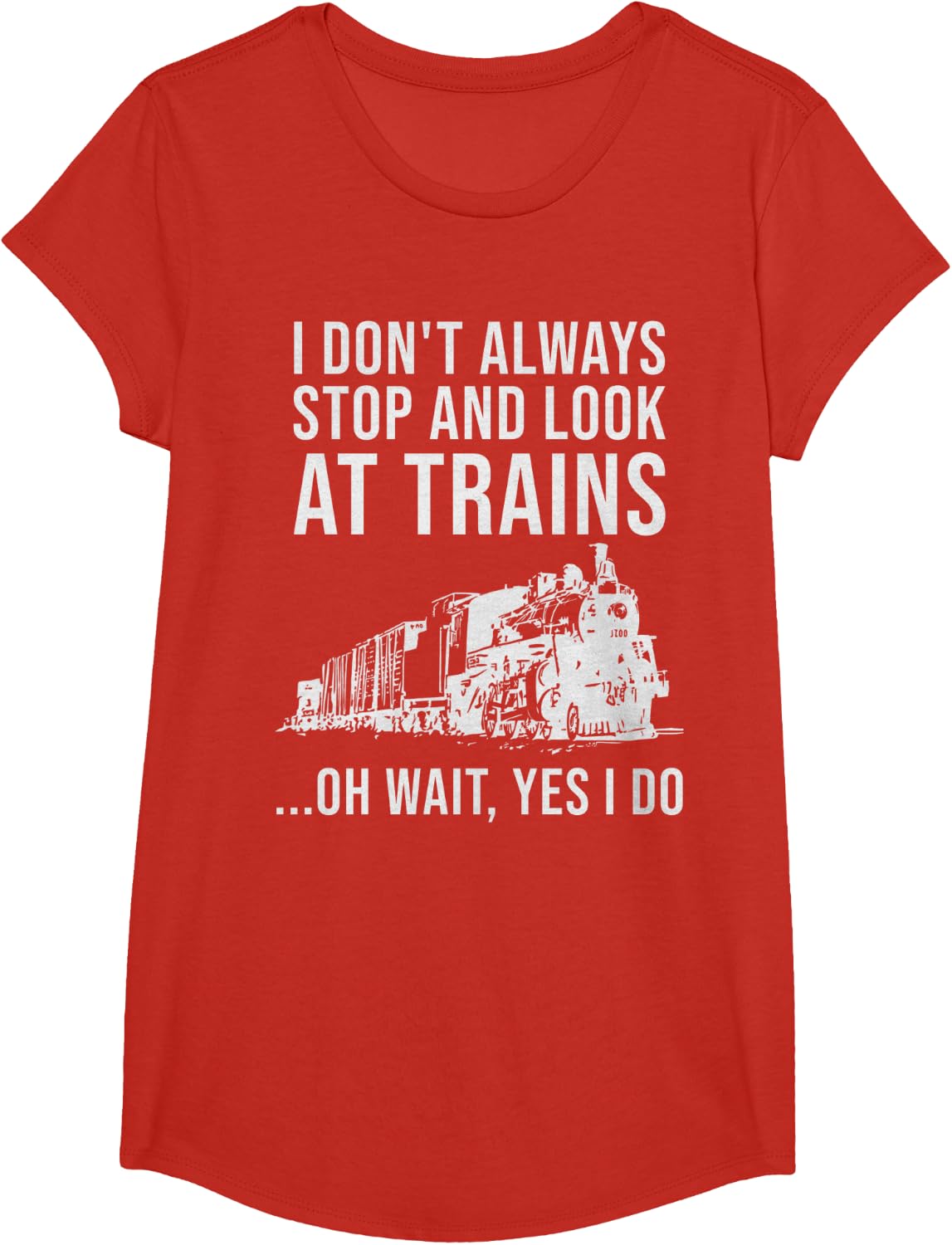 Funny Train Gift for Men Women Kids Cool Railway Joke Lover T-Shirt - Girls Red