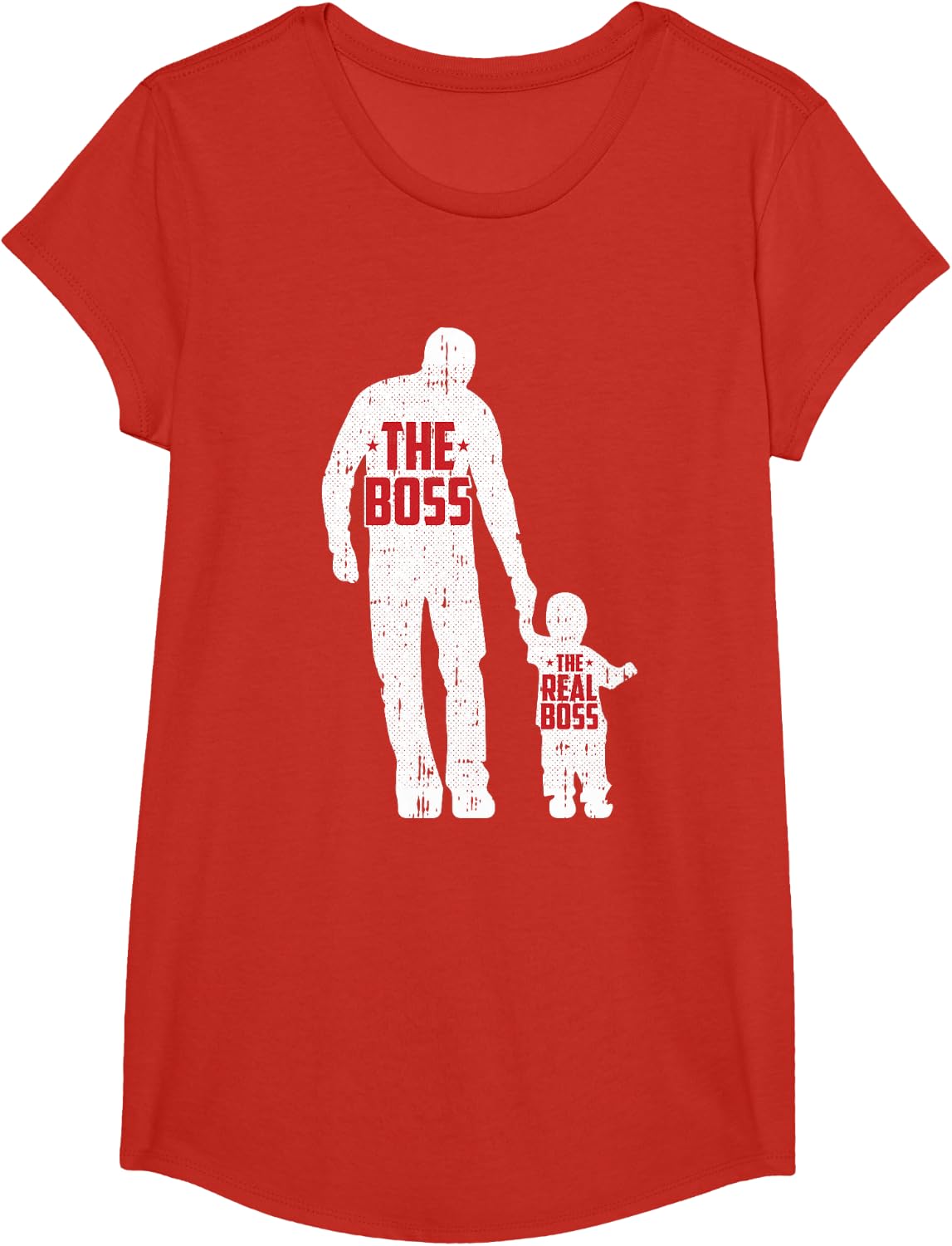 The Boss The Real Boss Fathers Day Dad Son Daughter Matching T-Shirt - Girls Red