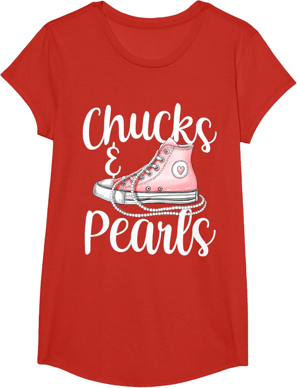 Chucks And Pearls Democrat Gift US President Kamala Harris T-Shirt - Girls Red