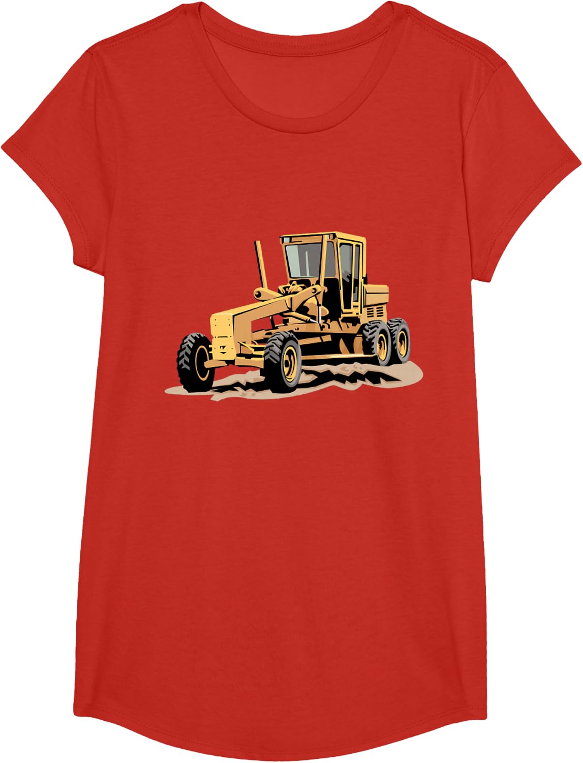 Grader Truck Construction Vehicle T-Shirt - Girls Red