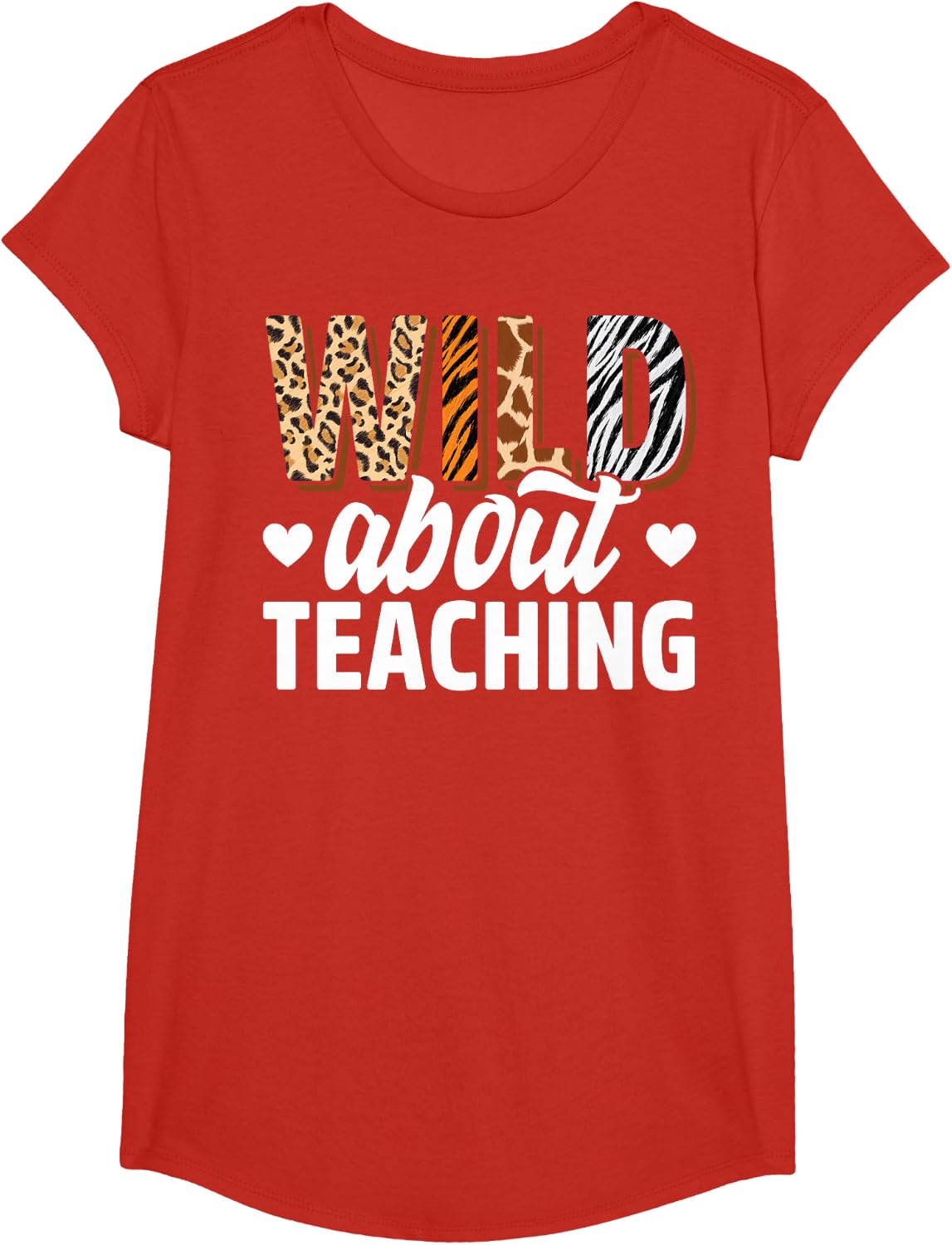 Wild About Teaching Shirt Teacher Back To School Tee T-Shirt Gift - Girls Red