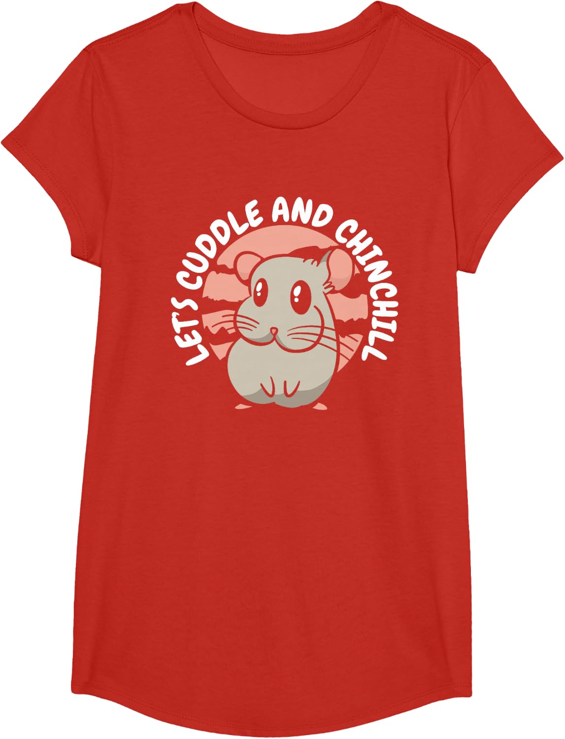 Let's Cuddle and Chinchill Long-Tailed Breeder Chinchilla T-Shirt - Girls Red