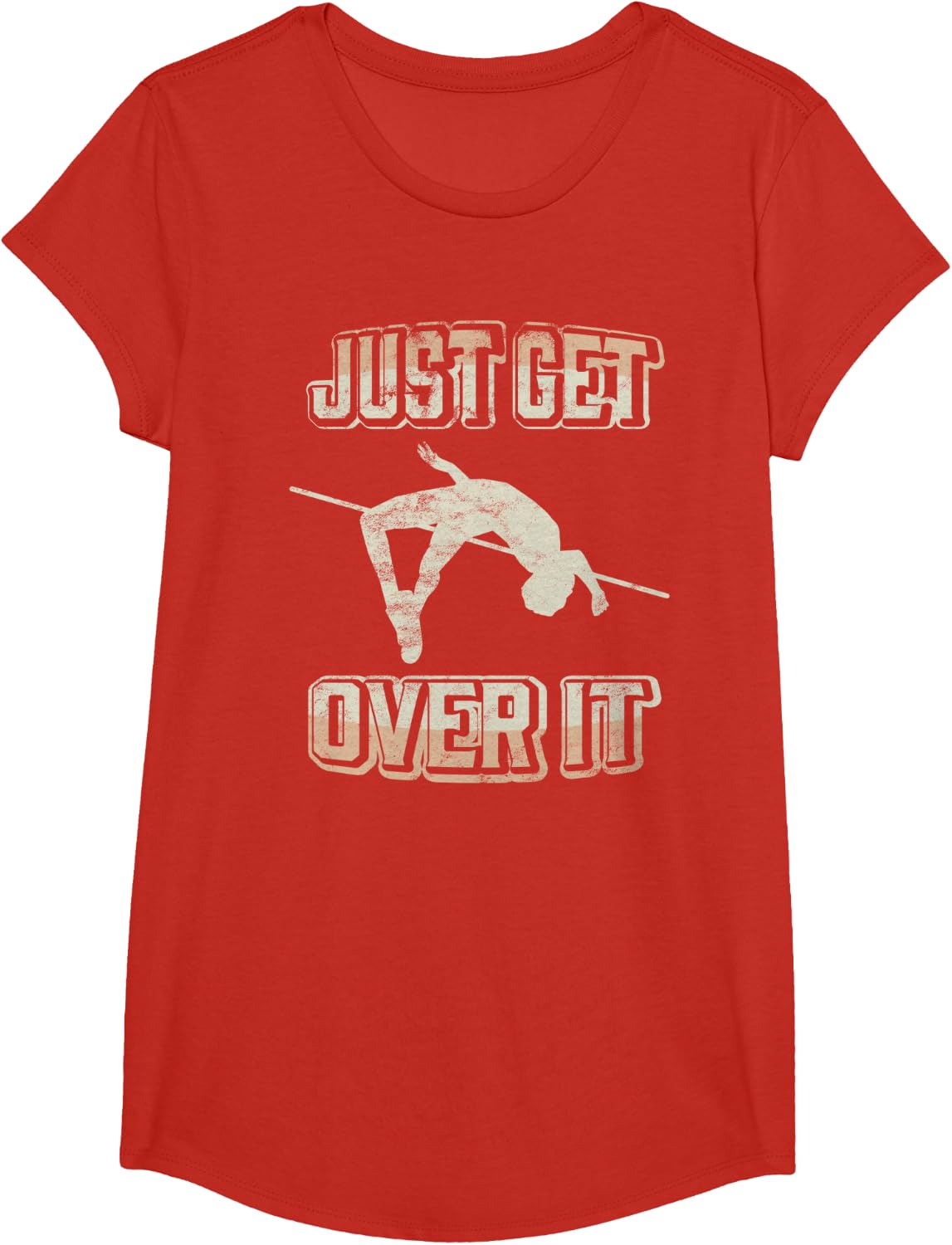 High Jump Just Get Over It Vintage Retro Track And Field T-Shirt Tee - Girls Red