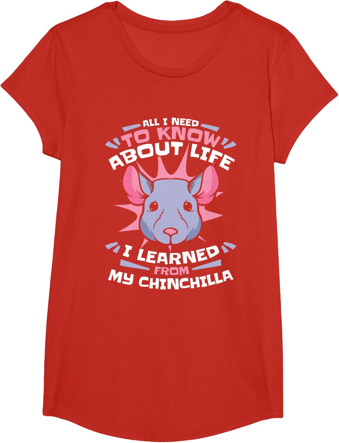 I Learned from My Chinchilla Short-Tailed Breeder Chinchilla T-Shirt - Girls Red