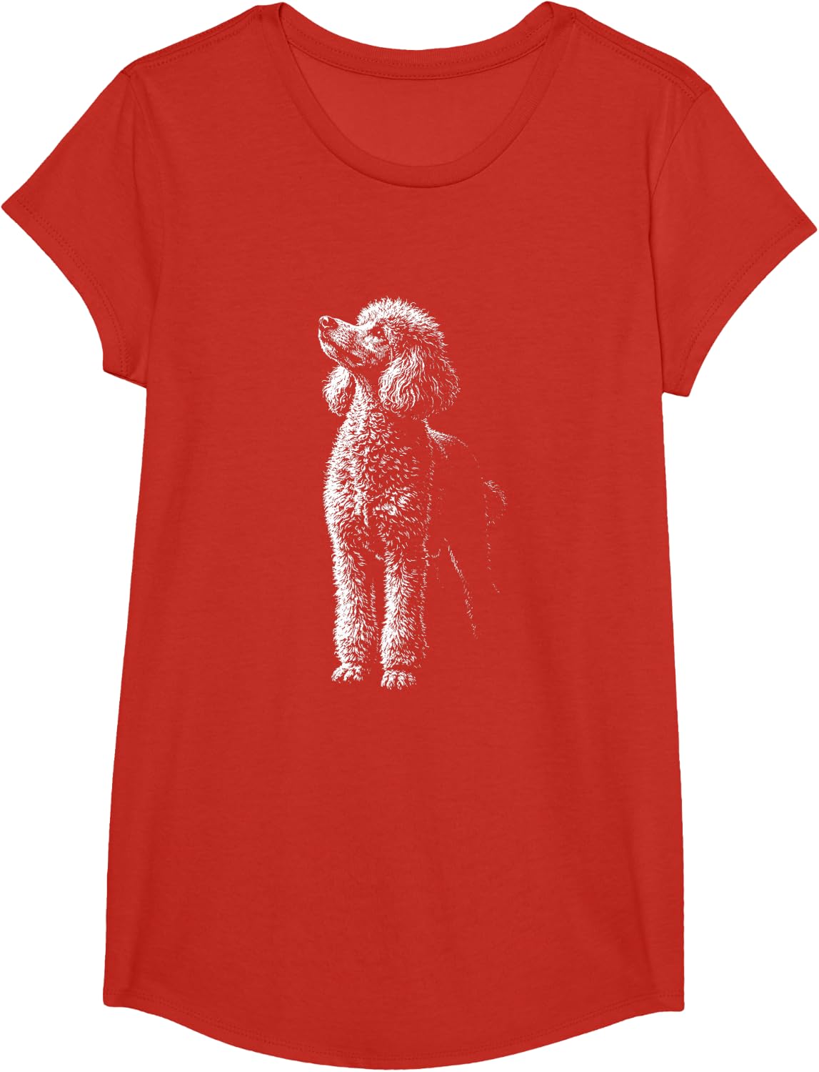 Poodle Portrait Minimalist Art T-Shirt - Girls Red