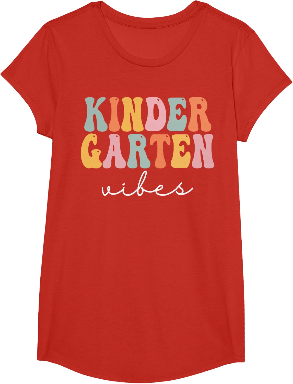 Nursery Vibes Retro Groovy Vintage First Day of School T-Shirt - Girls Red