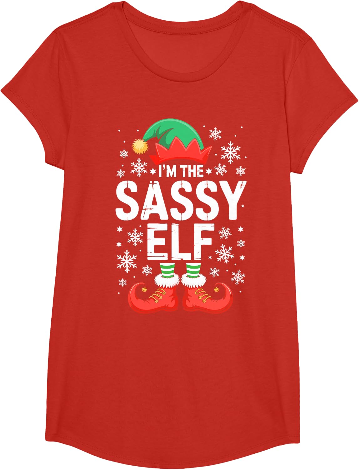 I'm The Sassy Elf Shirt Family Matching Christmas Costume T-Shirt - Girls Red