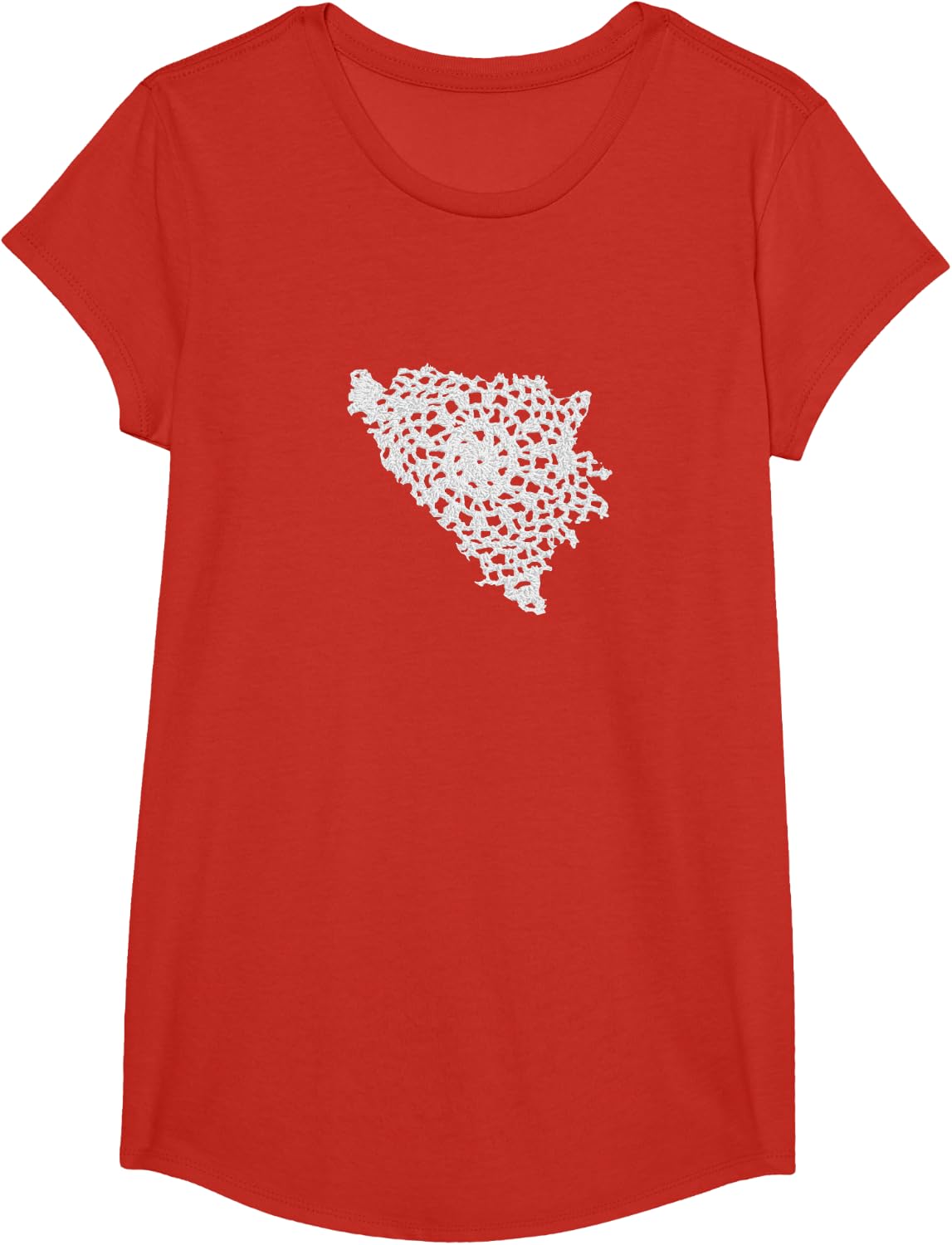 Bosnia outline crocheted Heklanje Bosnia T-Shirt - Girls Red