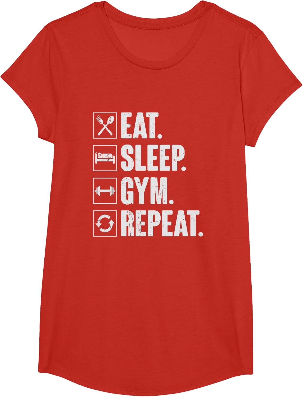 Eat Sleep Gym Repeat Funny bodybuilder weightlifting Workout T-Shirt - Girls Red