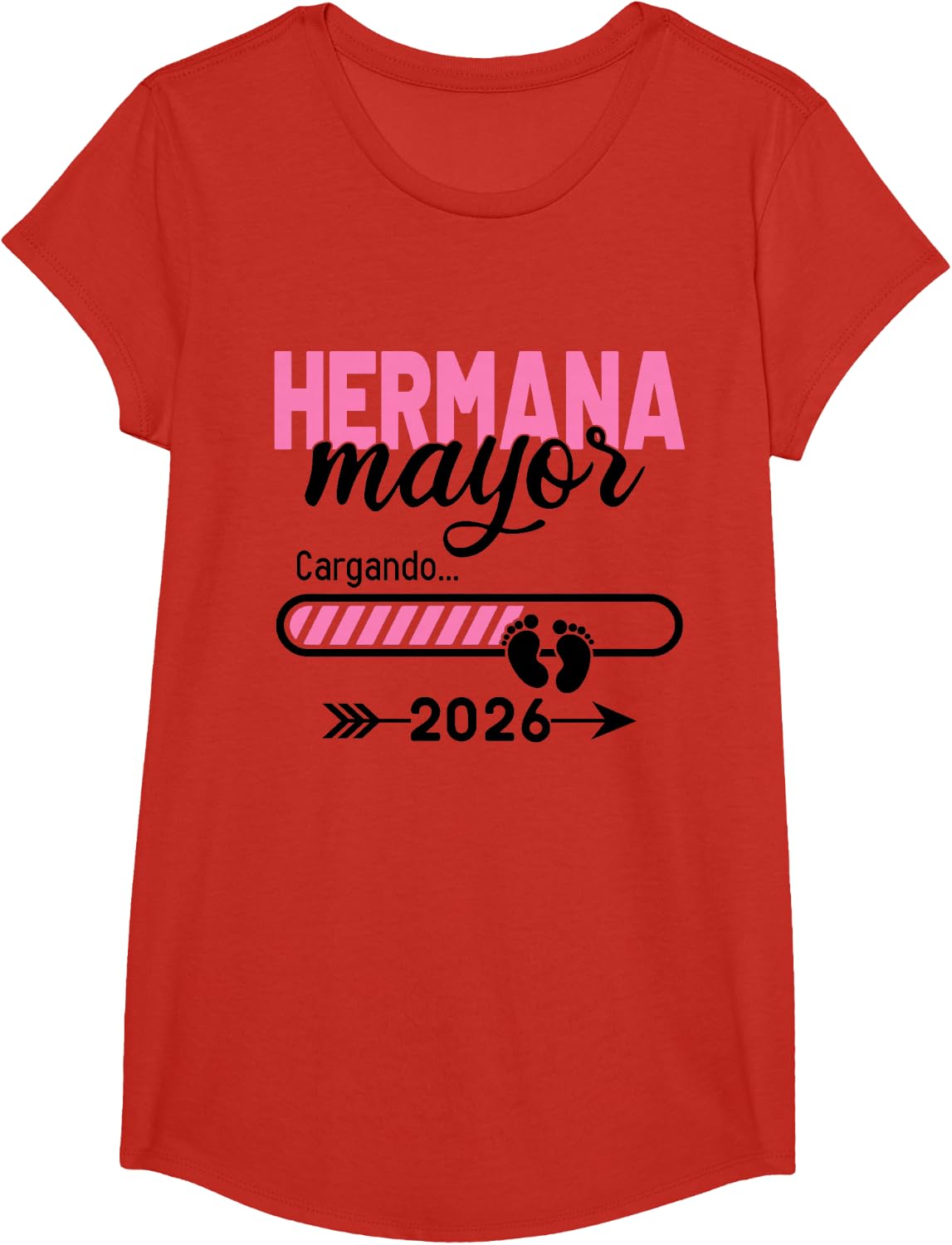 Voy A Ser Una Hermana Mayor 2026, Hermana Mayor 2026 T-Shirt - Girls Red