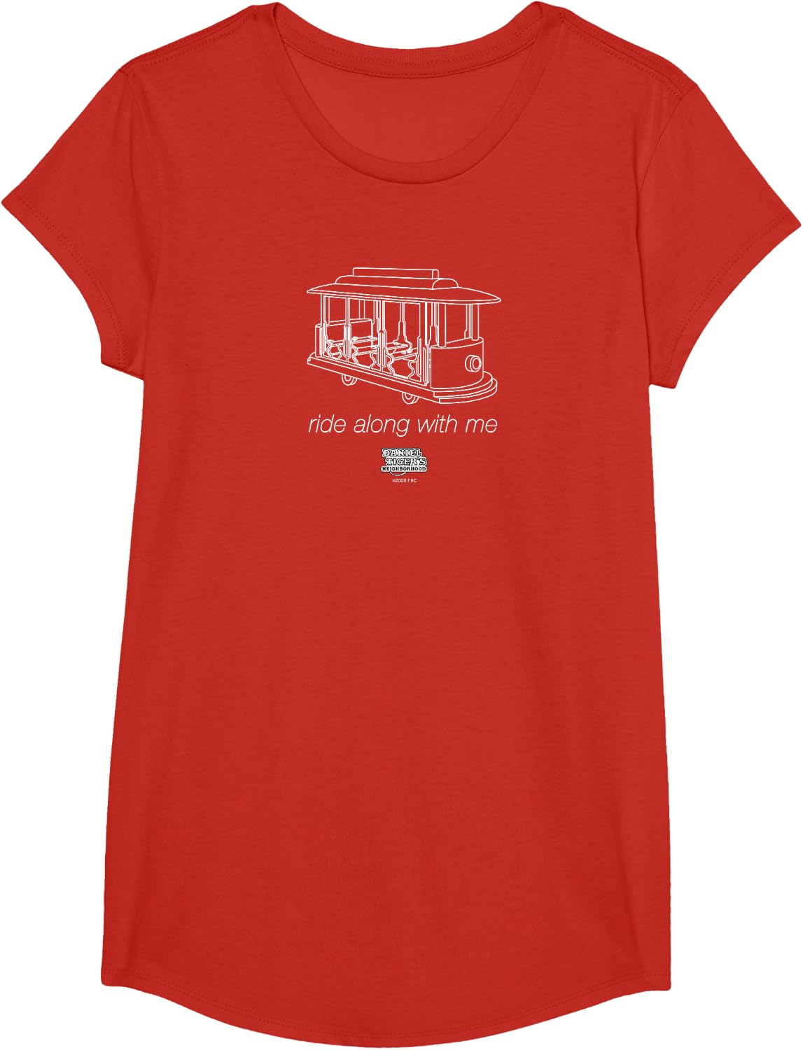 Ride Along with Daniel Tiger (Dark) T-Shirt - Girls Red