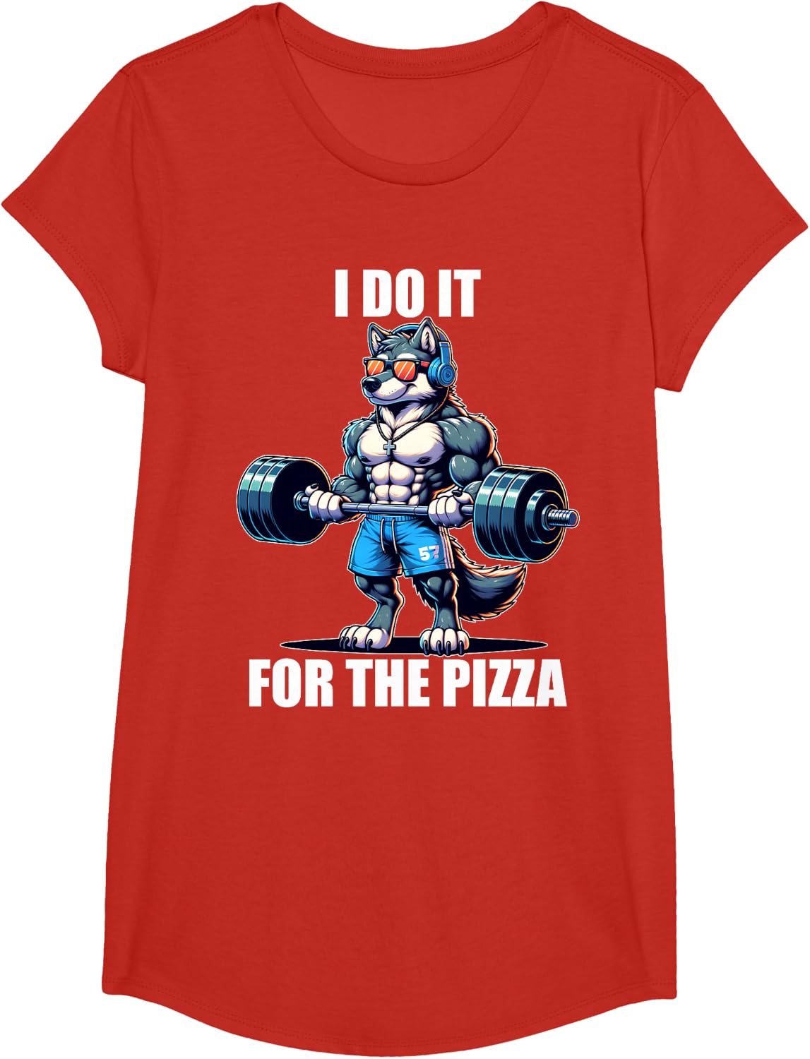 Wolf Funny Gym Weightlifting Bodybuilder Fitness Workout T-Shirt, Small, Black - Girls Red