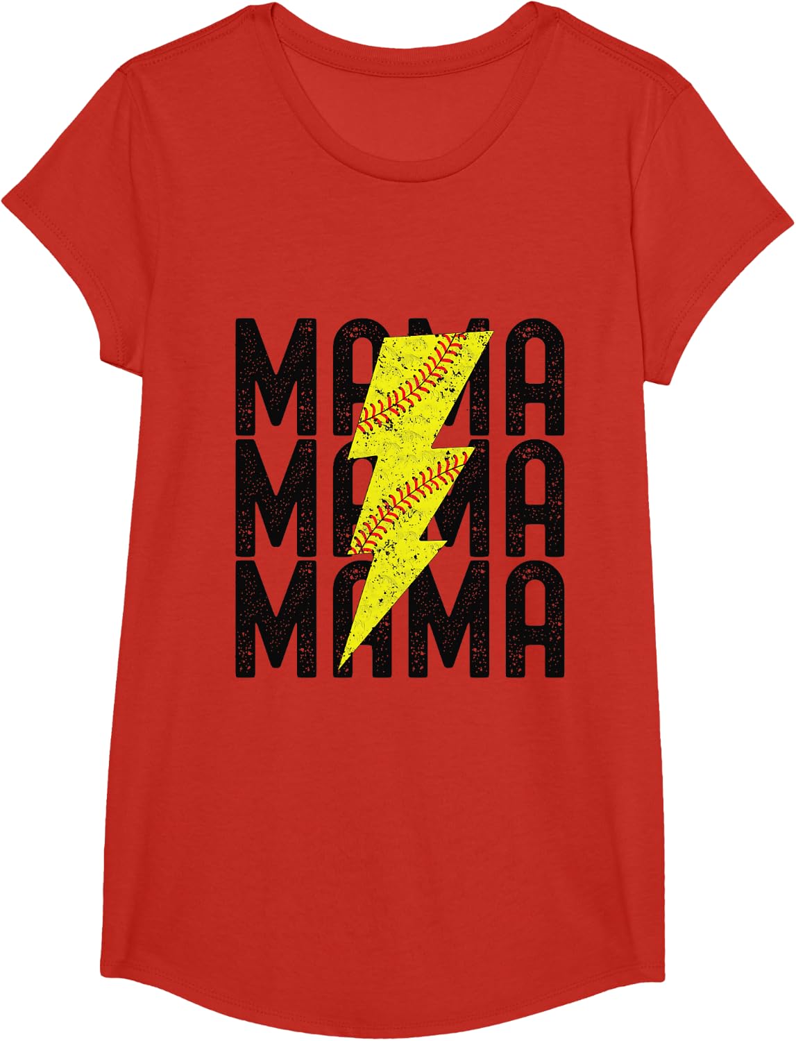 Softball Mama Lighting Softball Mothers Day T-Shirt - Girls Red