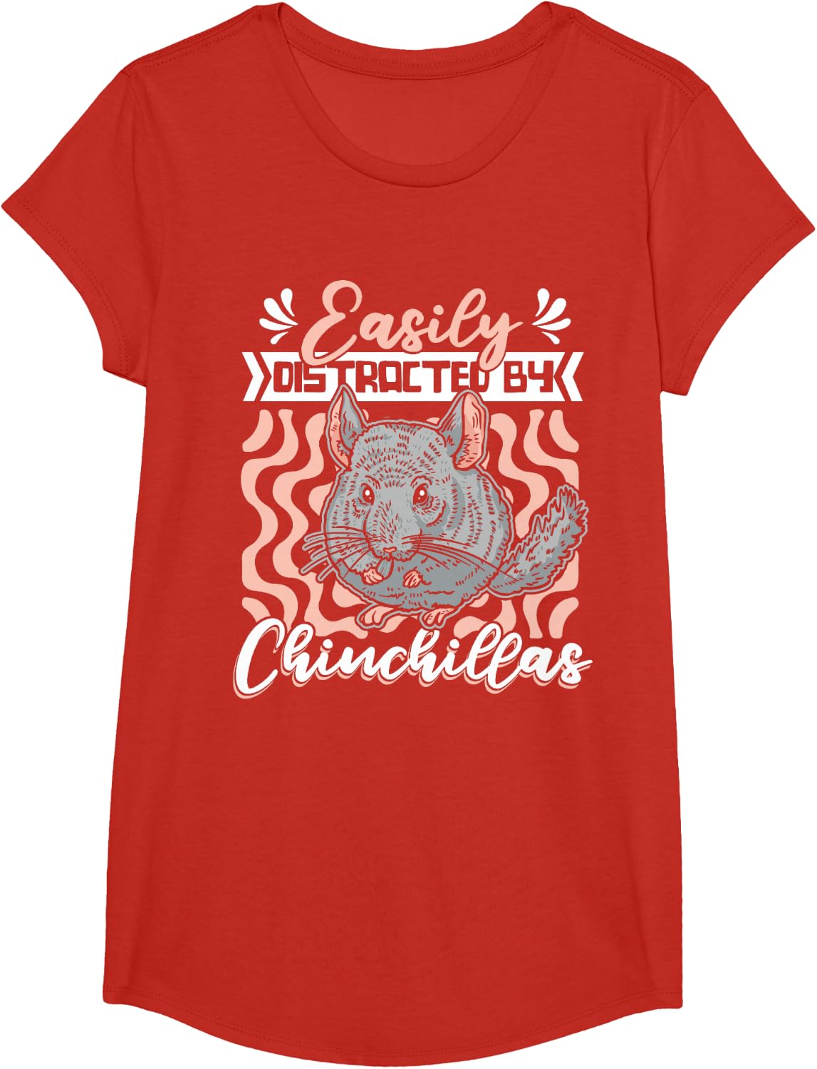 Easily Distracted By Chinchillas Chinchillidae Chinchilla T-Shirt - Girls Red