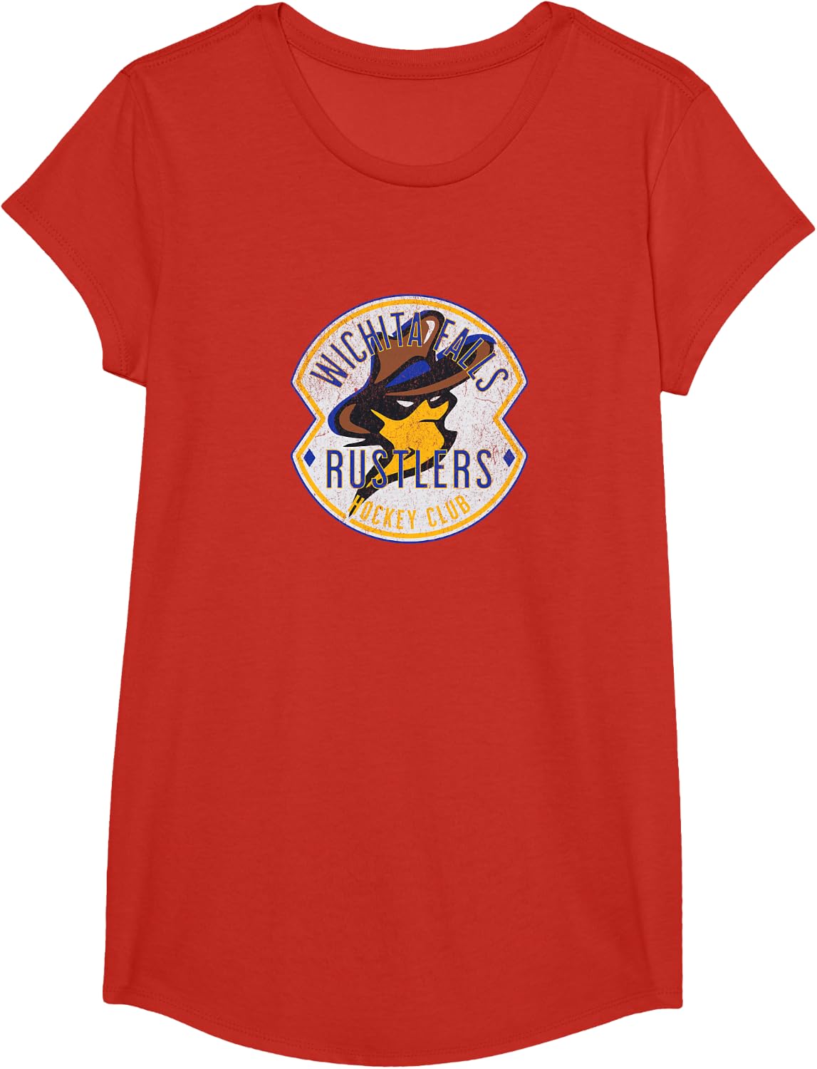 Defunct Hockey Team Wichita Falls Rustlers Hockey Texas T-Shirt - Girls Red
