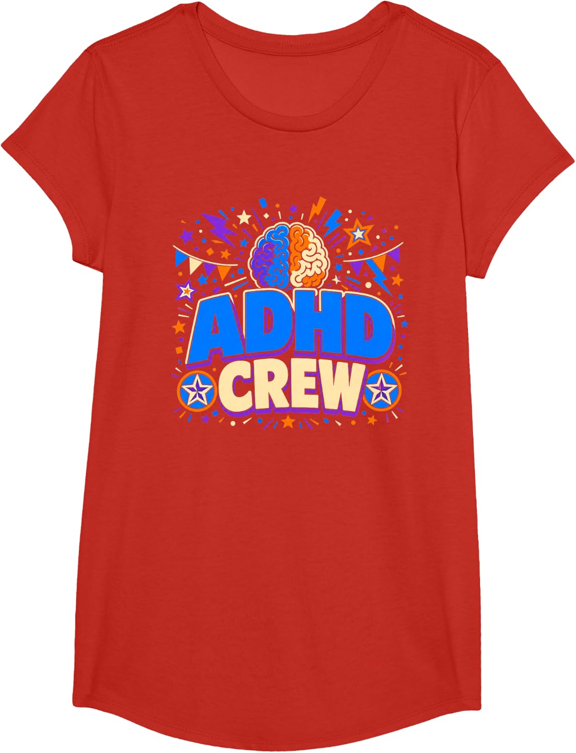 ADHD Crew Neurodiversity Celebration T-Shirt - Girls Red