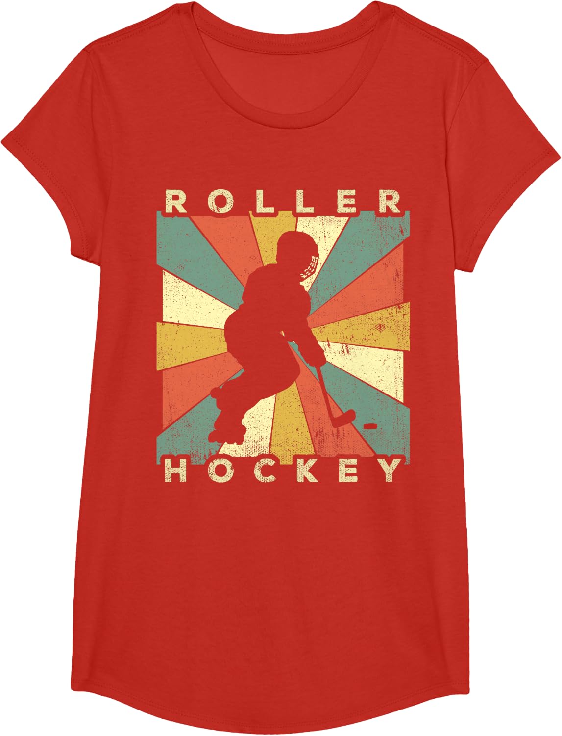 Vintage Roller Hockey Sport Retro T-Shirt - Girls Red