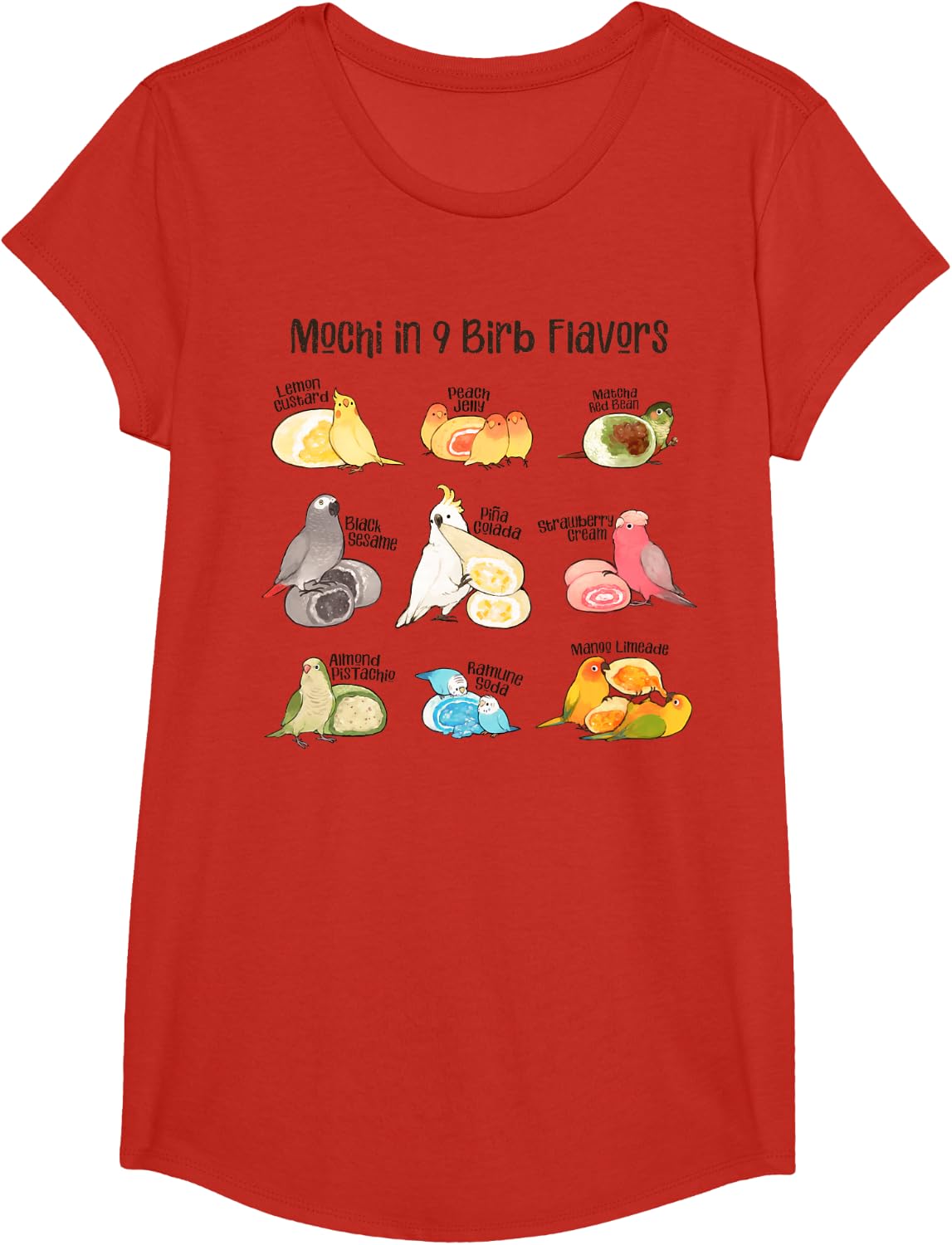 Bird Mochi T-Shirt - Girls Red