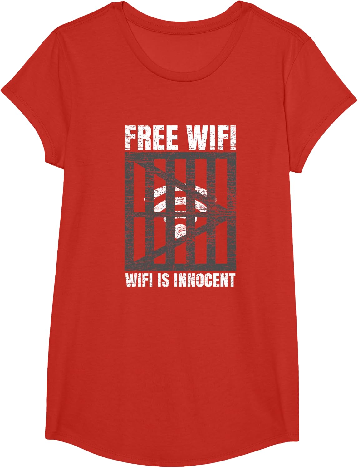 Free Wifi Wifi Is Innocent Funny Internet Wireless Joke Pun T-Shirt - Girls Red