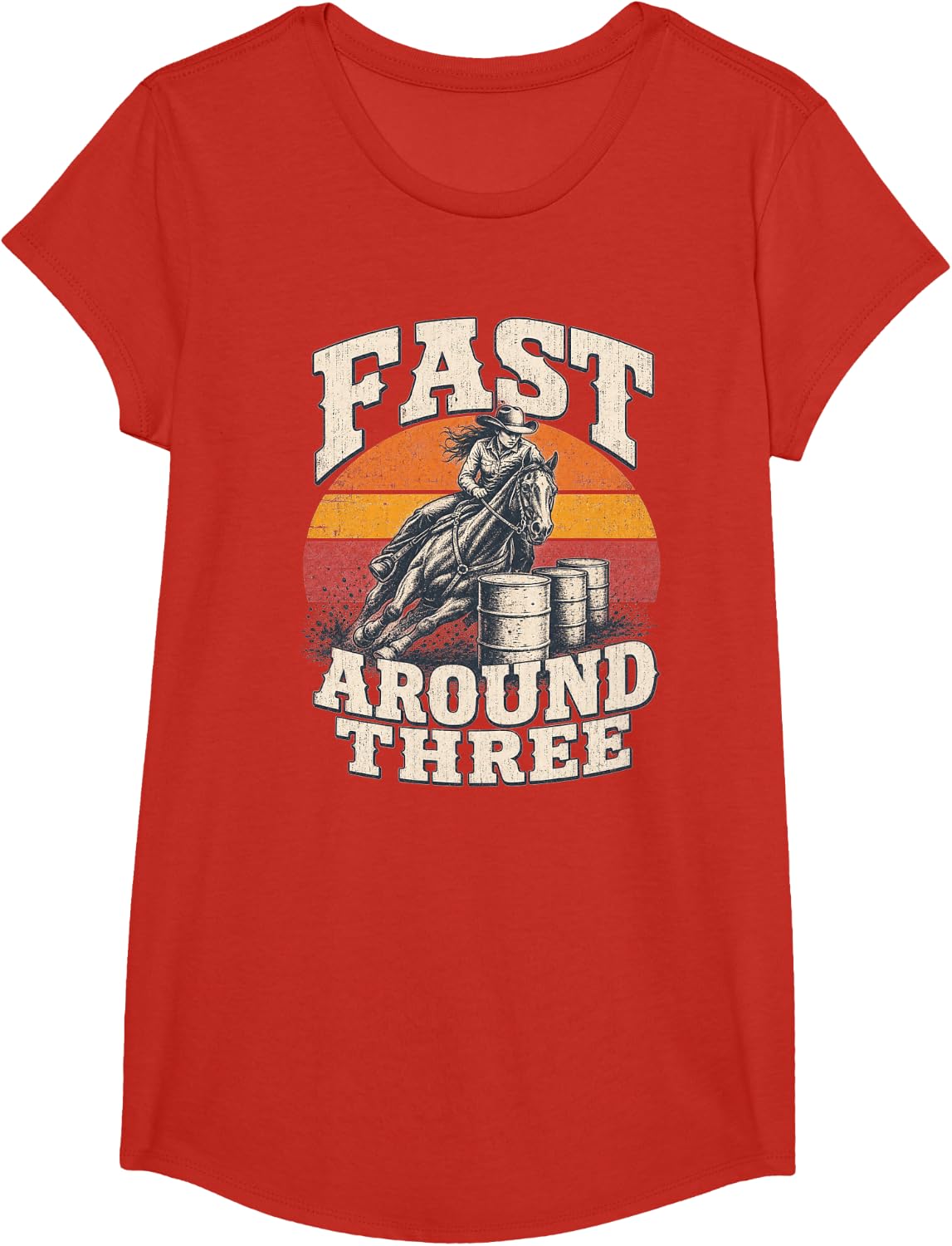 Barrel Racing Fast Around Three T-Shirt - Girls Red