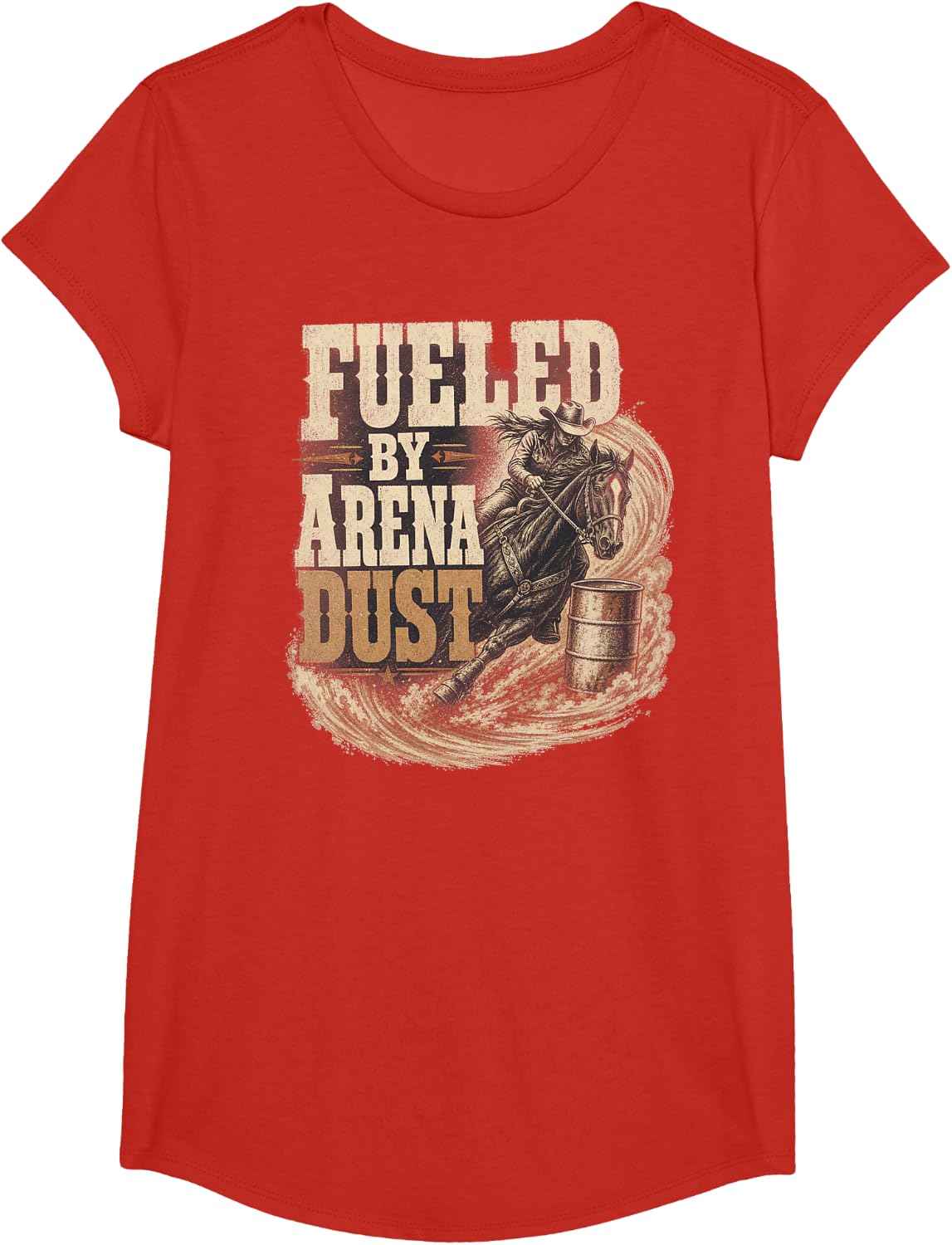 Barrel Racing Arena Dust Horse Rider T-Shirt - Girls Red