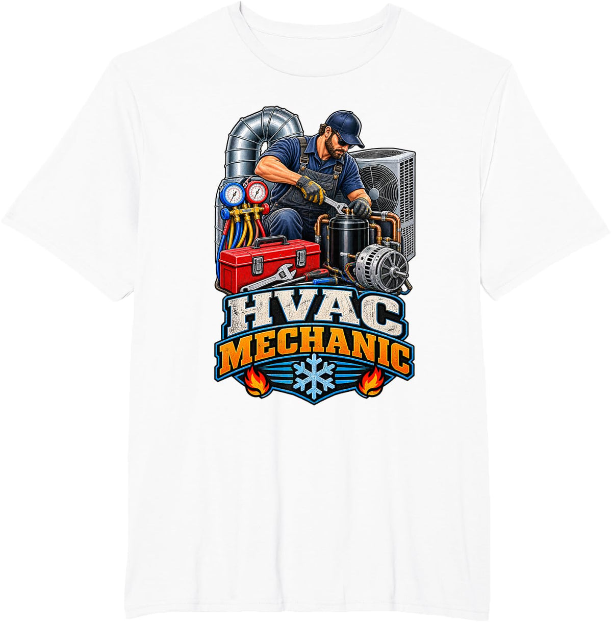 Funny HVAC Mechanic Heating Cooling Repair Tech T-Shirt - White