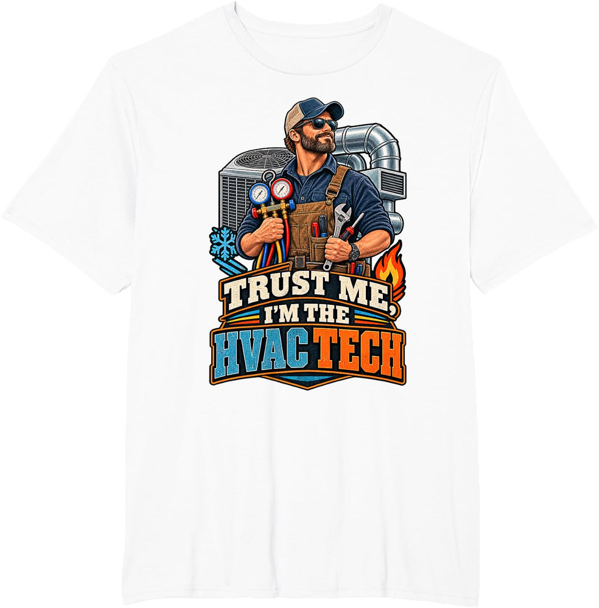 Funny HVAC Technician Heating Cooling Tech T-Shirt - White