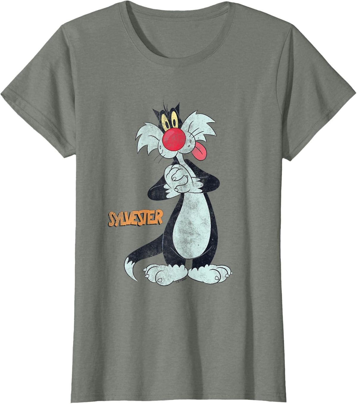 Looney Tunes Sylvester Retro Large Pose T-Shirt - Olive Heather