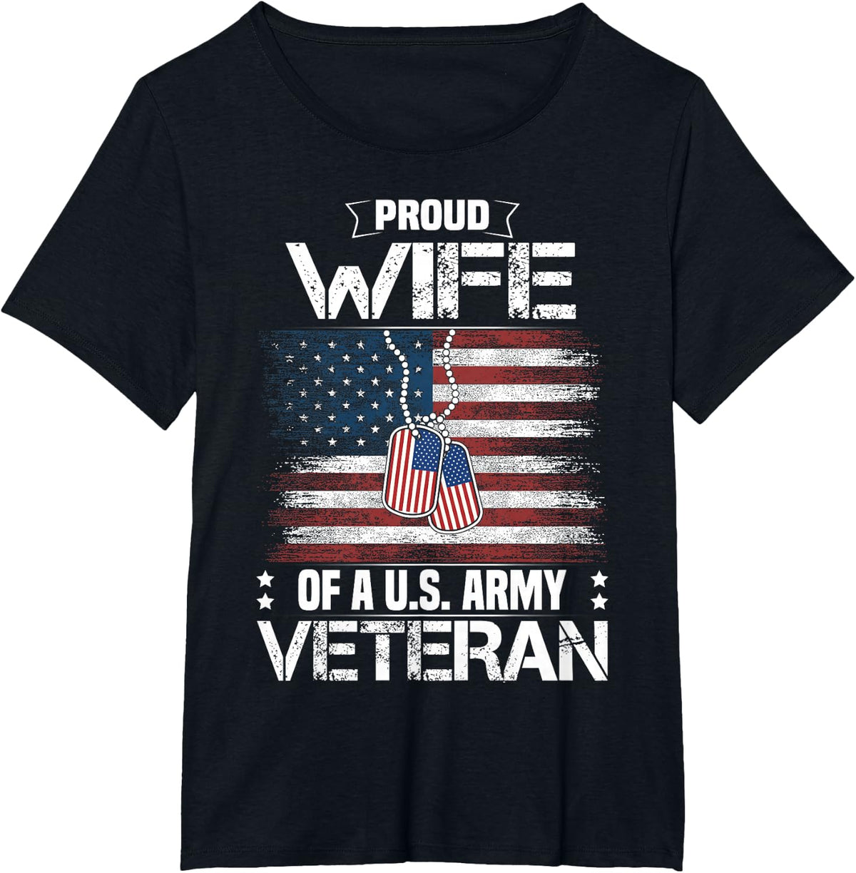 Proud Wife Of A US Army Veteran Day Family Matching T-Shirt - Black