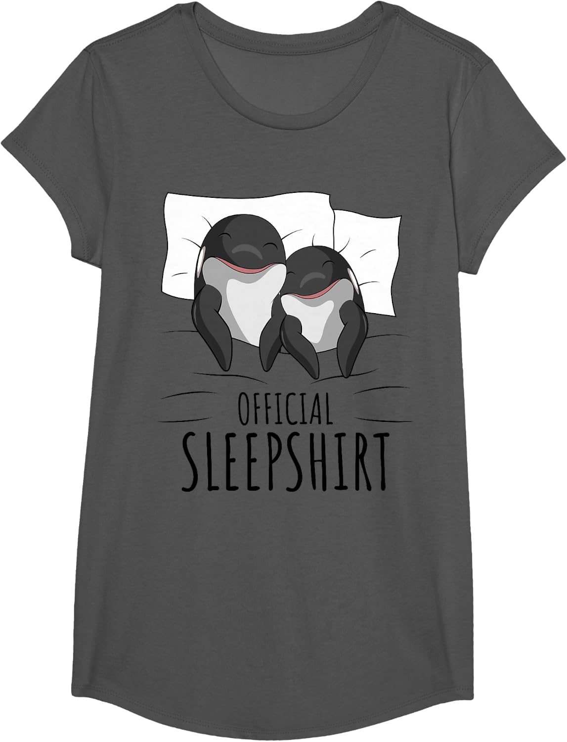 Orca Whale Lover Official Sleepshirt T-Shirt - Girls Asphalt Grey