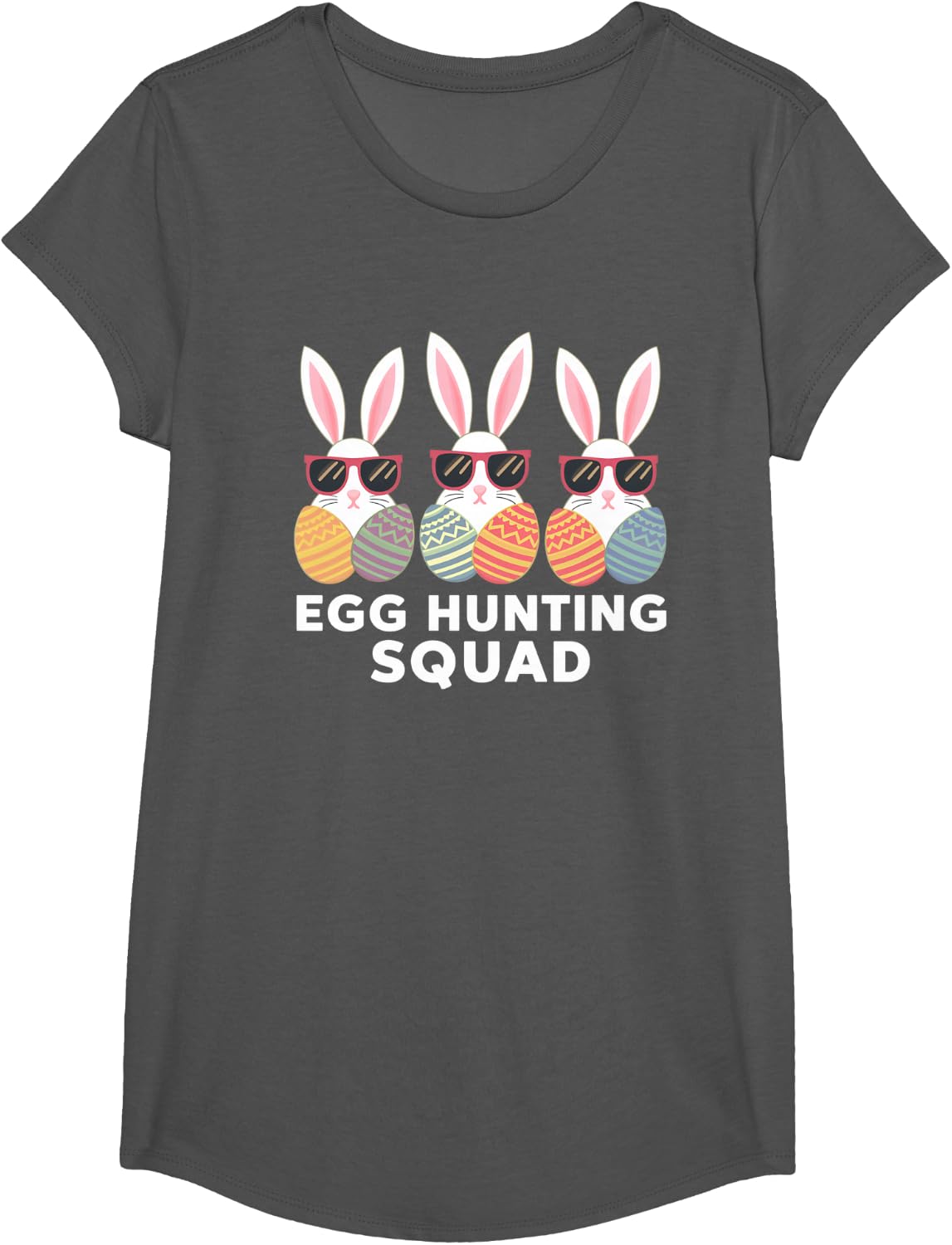 egg hunting squad boys girls easter family T-Shirt - Girls Asphalt Grey
