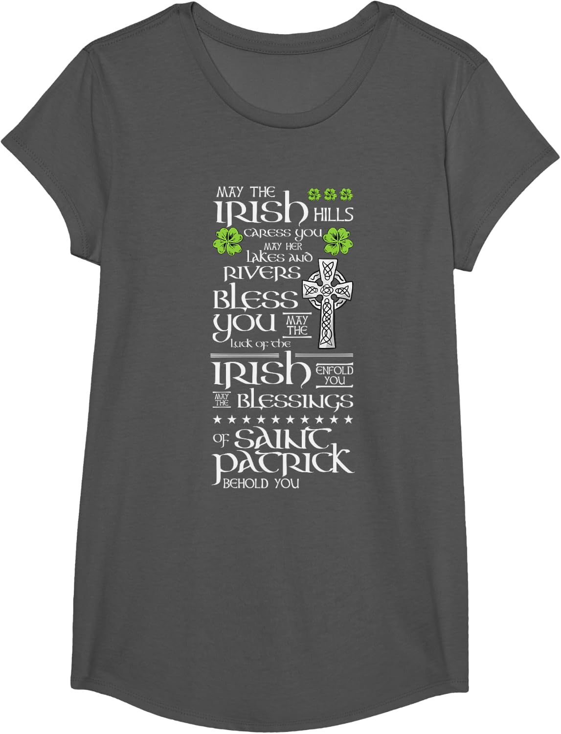 St. Patrick's Day - Funny Irish Saying - Irish Blessing T-Shirt - Girls Asphalt Grey