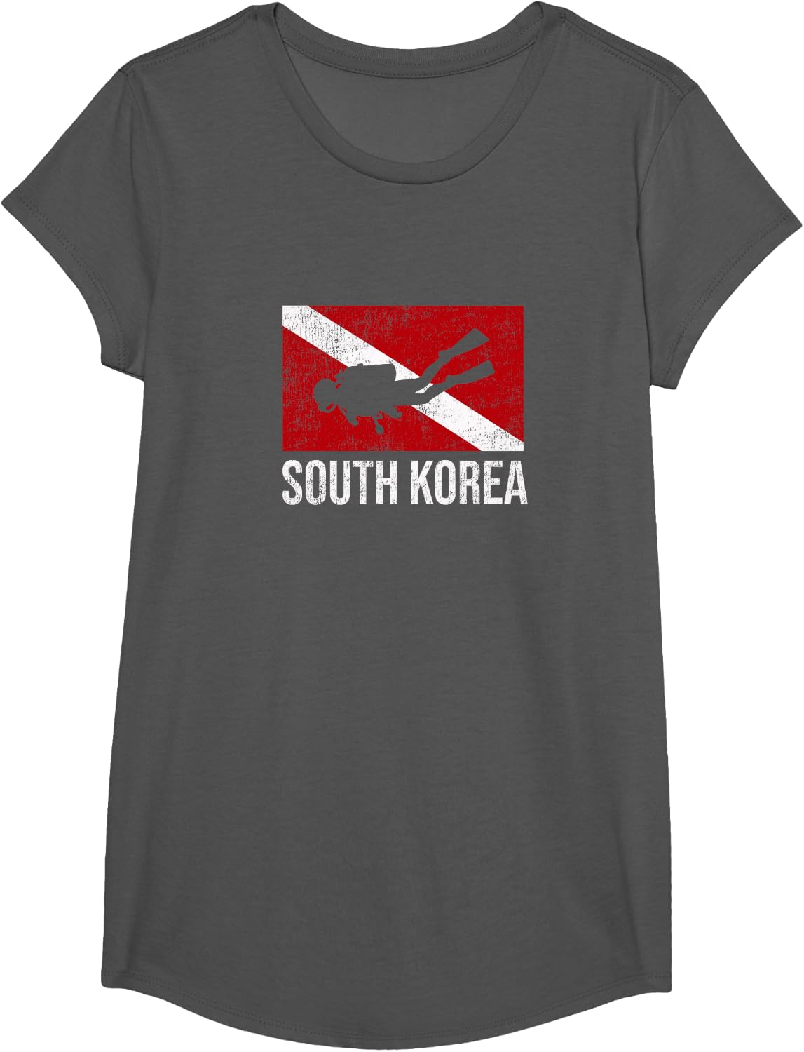 South Korea Scuba Diving Diver Dive Flag Gift T-Shirt - Girls Asphalt Grey