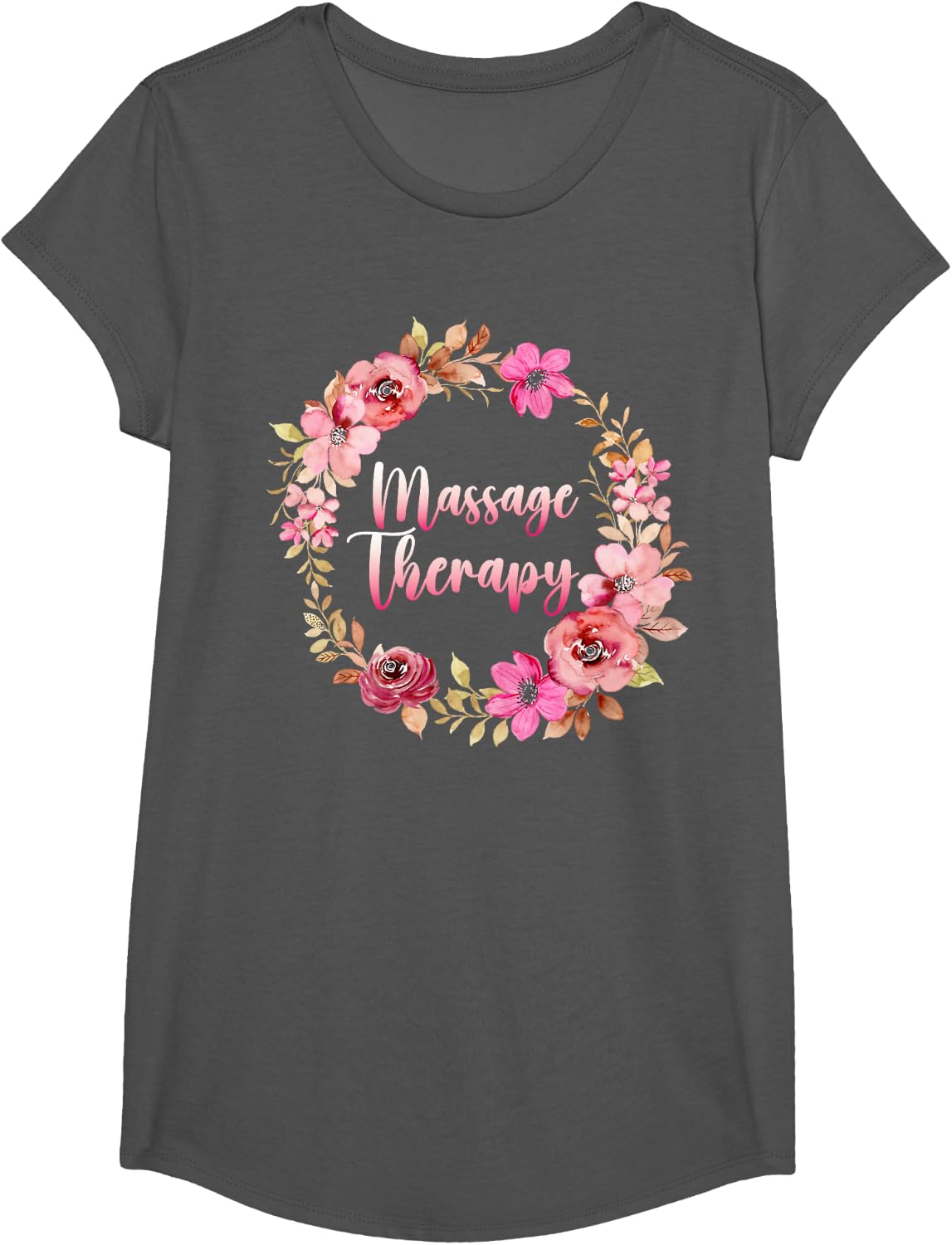 Licensed Massage Therapist Therapy Flower Floral Massage T-Shirt - Girls Asphalt Grey