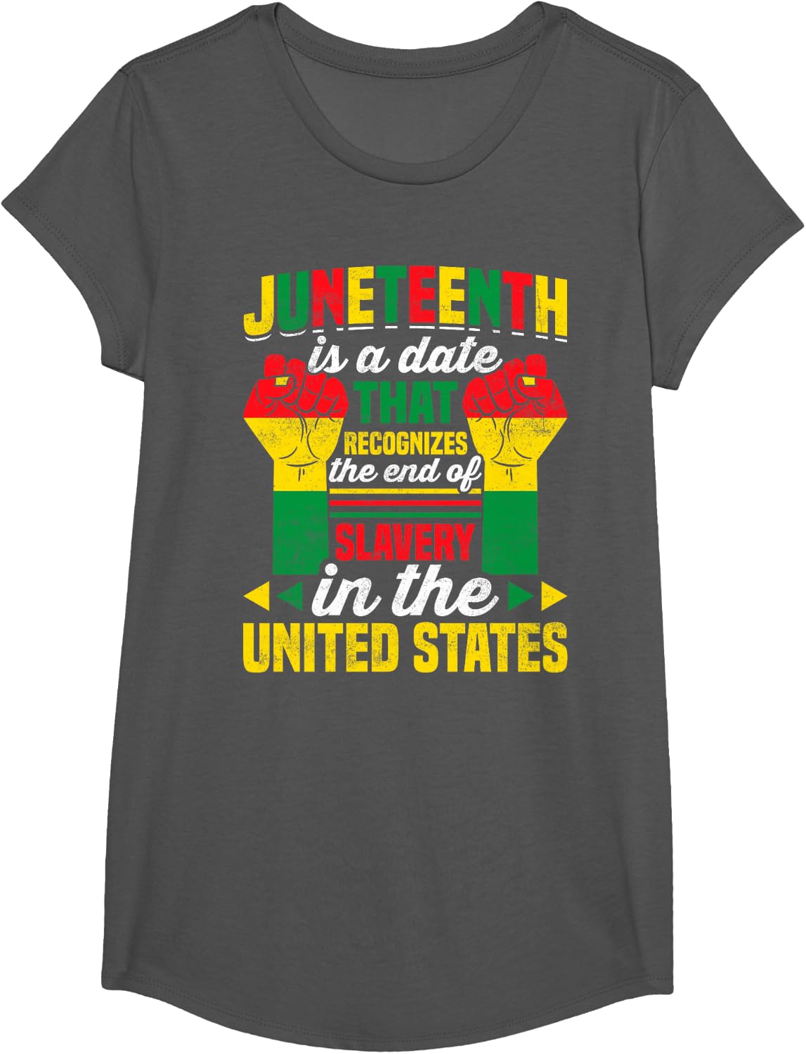 JUNETEENTH Freedom Day African American June 19th 1965 T-Shirt - Girls Asphalt Grey
