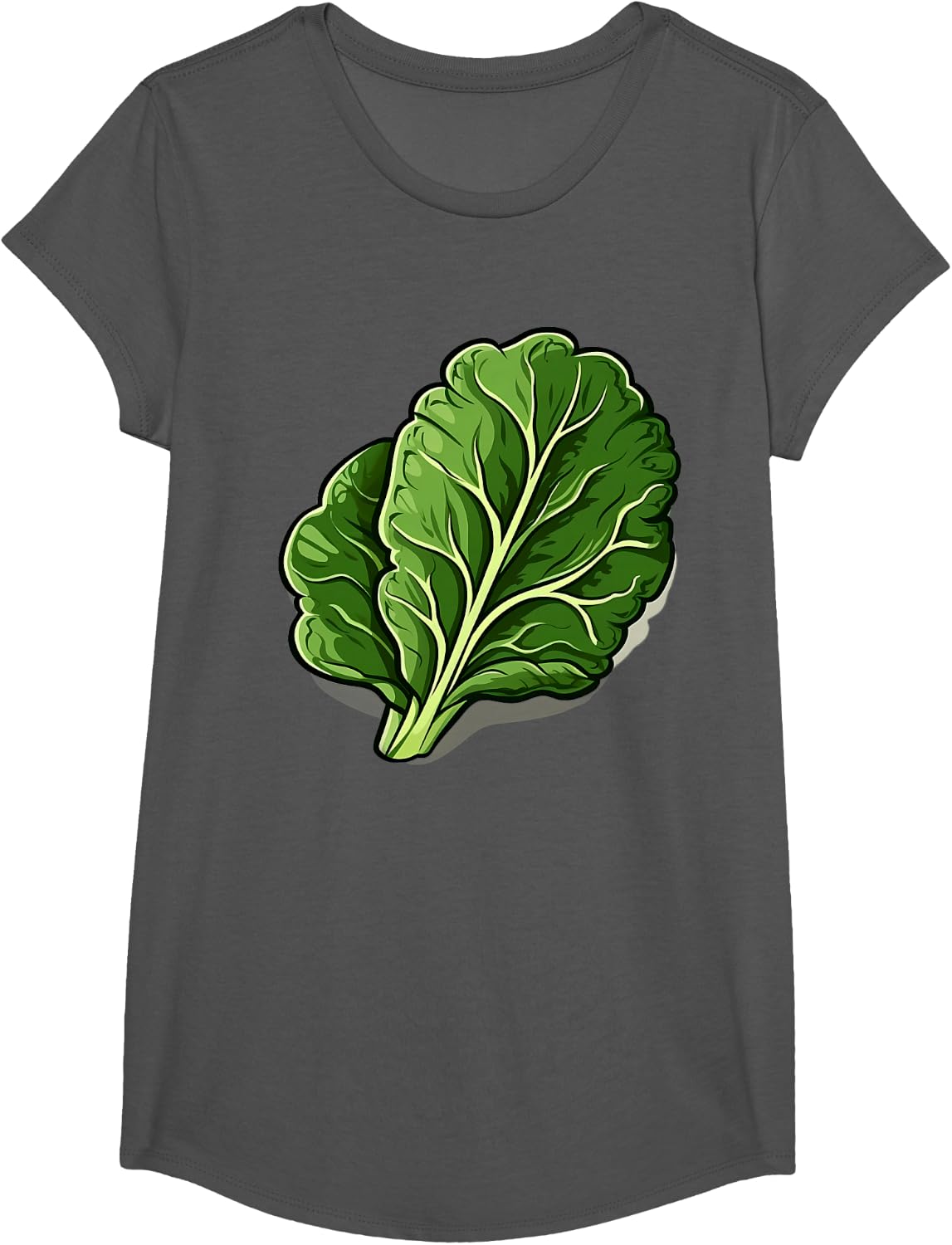 Retro Style Collard Greens T-Shirt - Girls Asphalt Grey