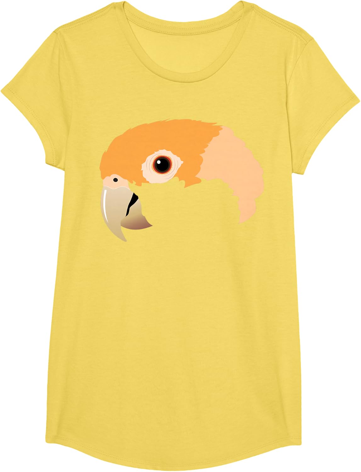 White-bellied Caique Parrot T-Shirt - Girls Lemon Yellow