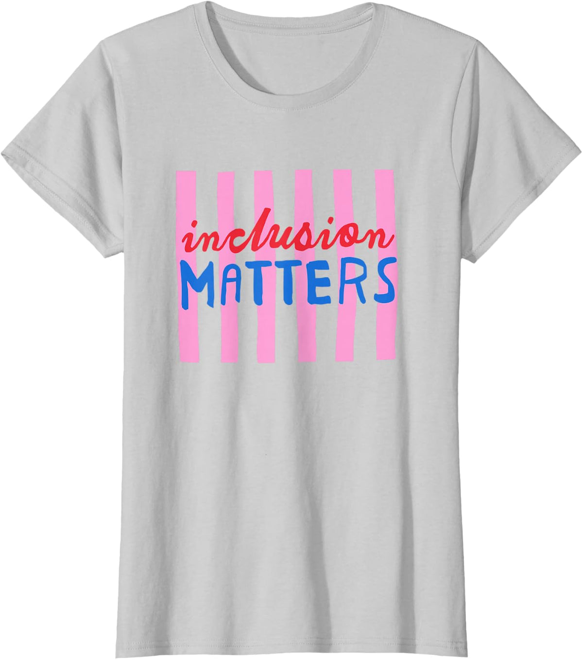 Striped Inclusion Matters Special Education Teacher SPED T-Shirt - Silver Grey