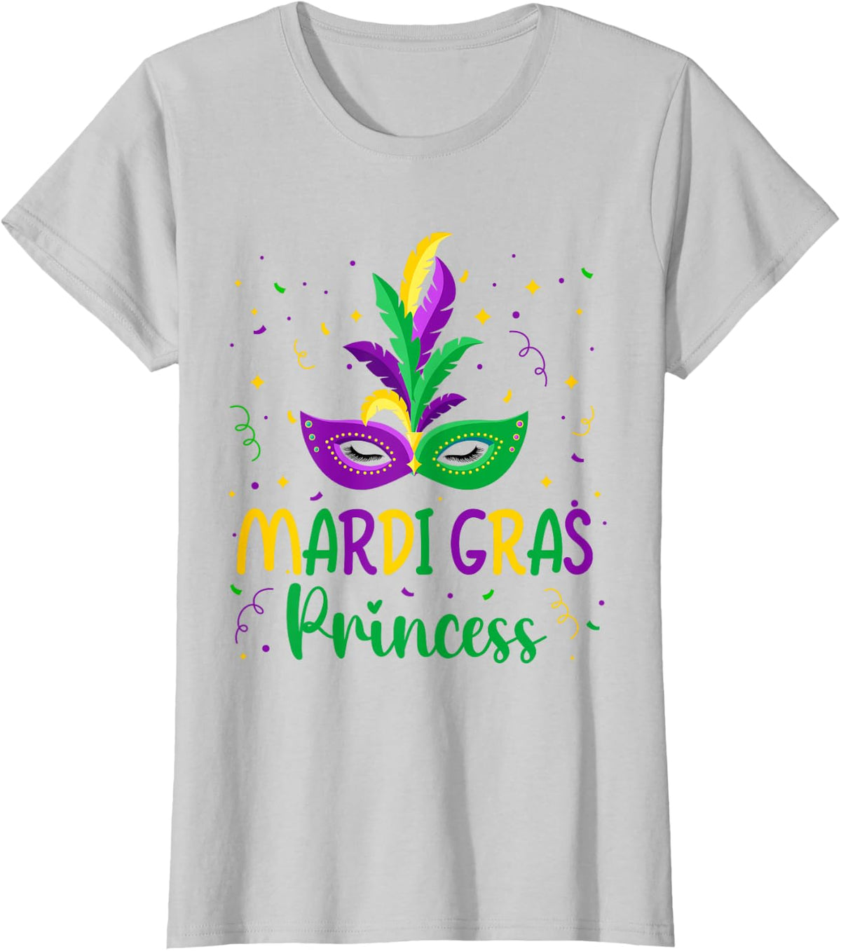Mardi Gras Princess New Orleans Carnival Mardi Gras Girls T-Shirt - Silver Grey