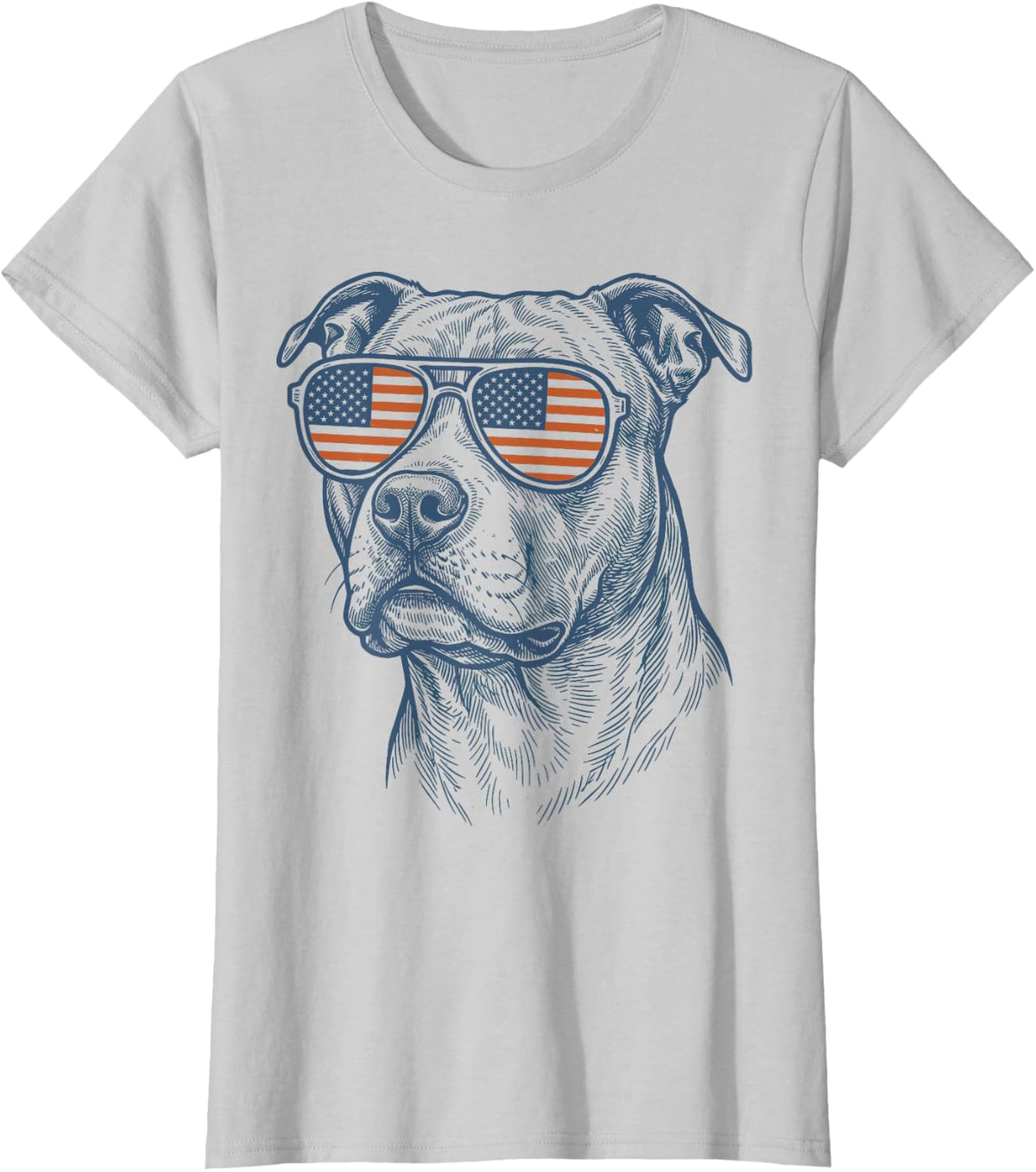 Patriotic Staffordshire Terrier Dog Mom Dad 4th July Vintage T-Shirt - Silver Grey