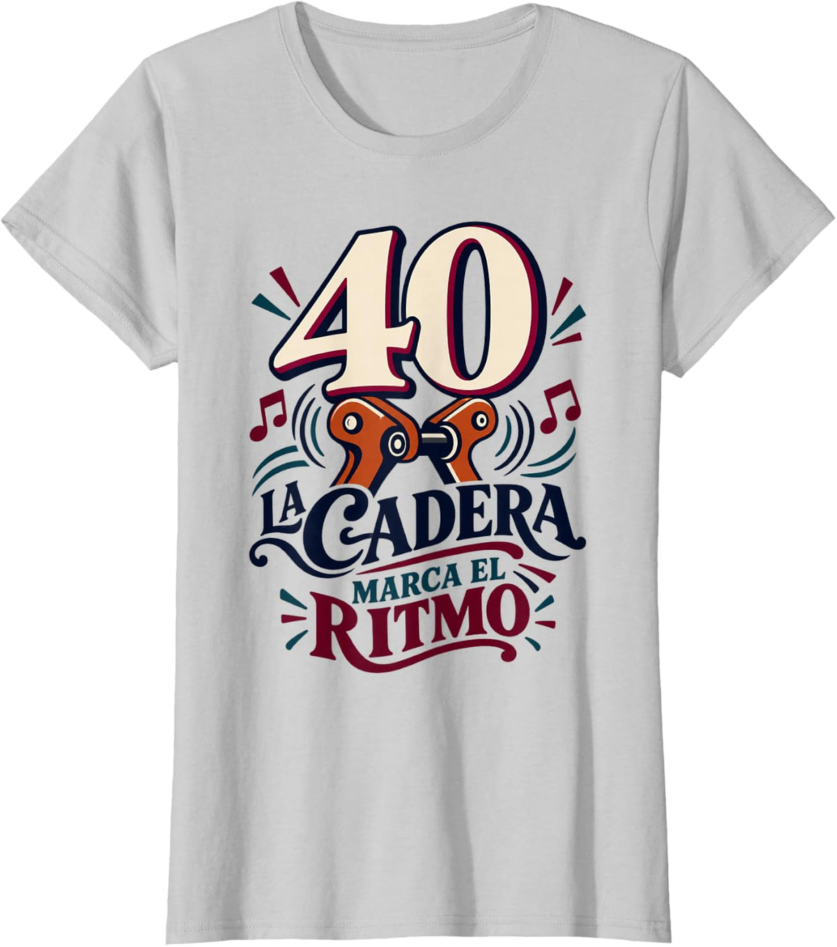 40th Birthday Spanish Dance and Music Emblem T-Shirt - Silver Grey