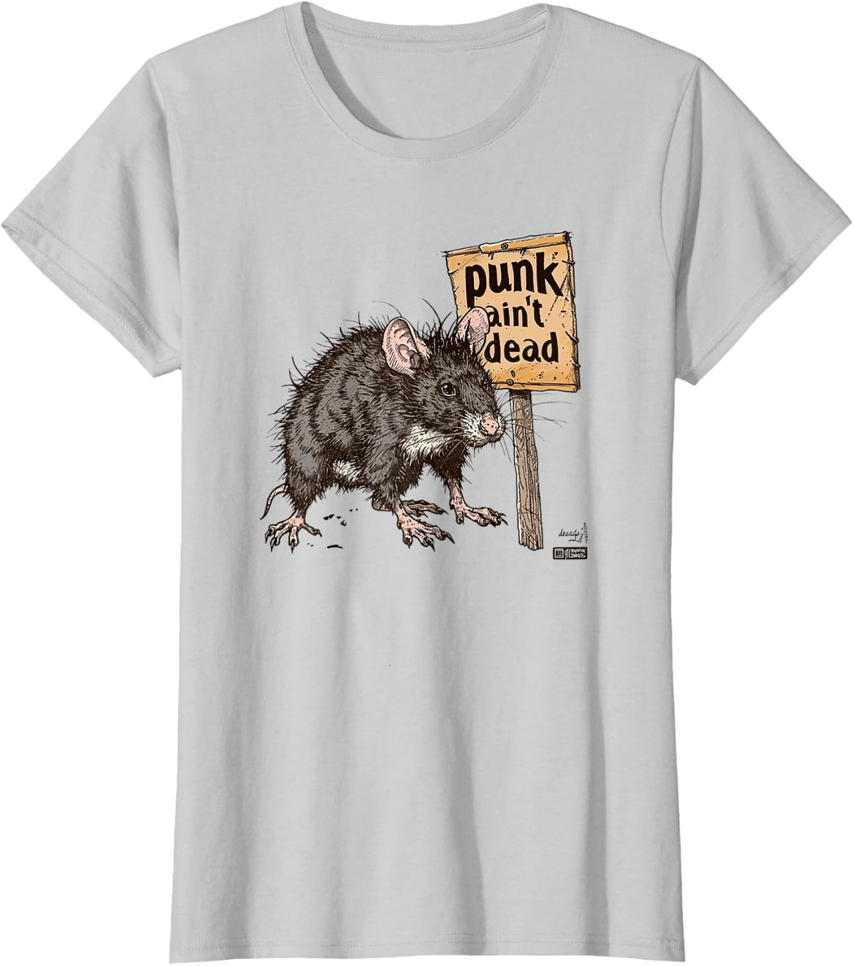 Punk Is Not Dead Punx Hardcore Punk Style Art Rat Punk. T-Shirt - Silver Grey