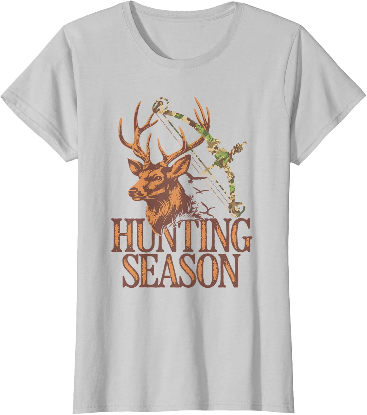 Deer Hunting Bow Hunter Buck Camo Archery T-Shirt - Silver Grey